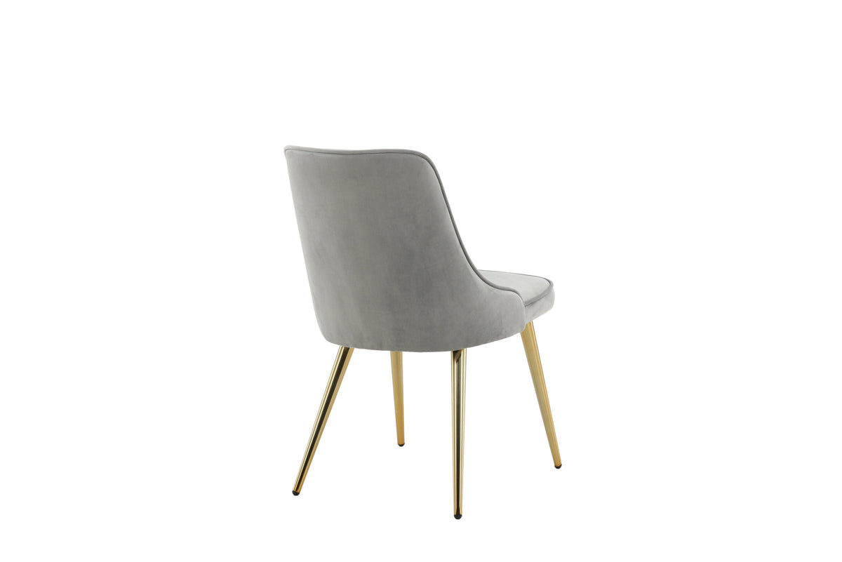 Velvet Deluxe Stuhl in Grau / Gold präsentiert im Onlineshop von KAQTU Design AG. Stuhl ist von Venture Home
