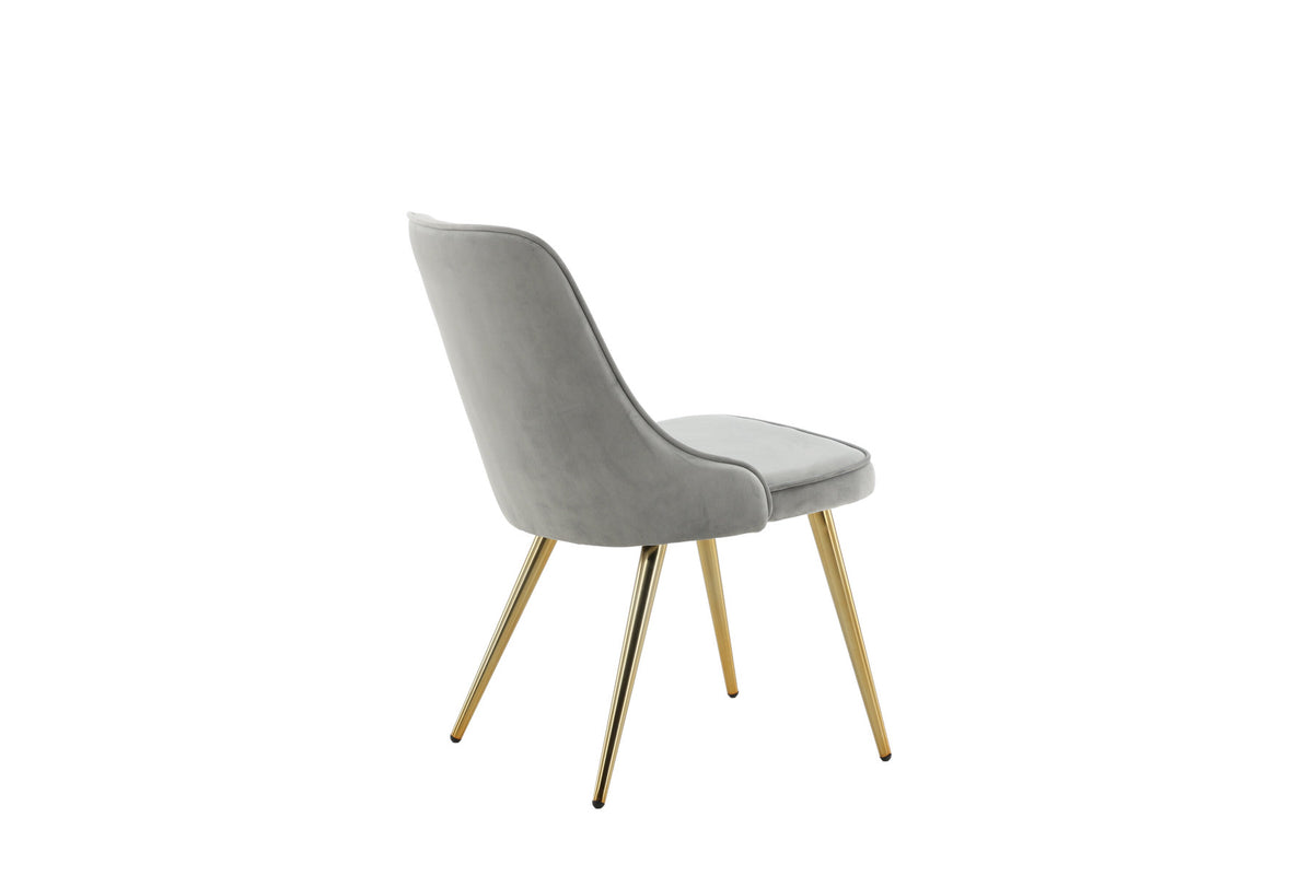 Velvet Deluxe Stuhl in Grau / Gold präsentiert im Onlineshop von KAQTU Design AG. Stuhl ist von Venture Home