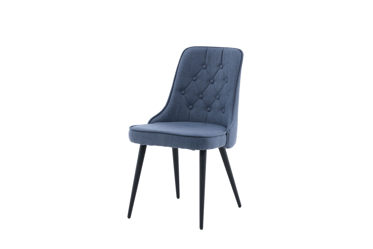 Gepolsterter Stuhl Velvet Deluxe mit Stoffbezug, Knöpfen und schlanken Stahlbeinen