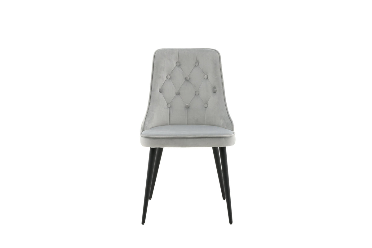 Velvet Deluxe Stuhl in Hellgrau / Schwarz präsentiert im Onlineshop von KAQTU Design AG. Stuhl ist von Venture Home
