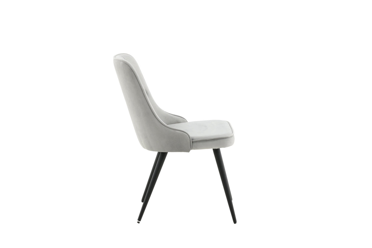 Velvet Deluxe Stuhl in Hellgrau / Schwarz präsentiert im Onlineshop von KAQTU Design AG. Stuhl ist von Venture Home
