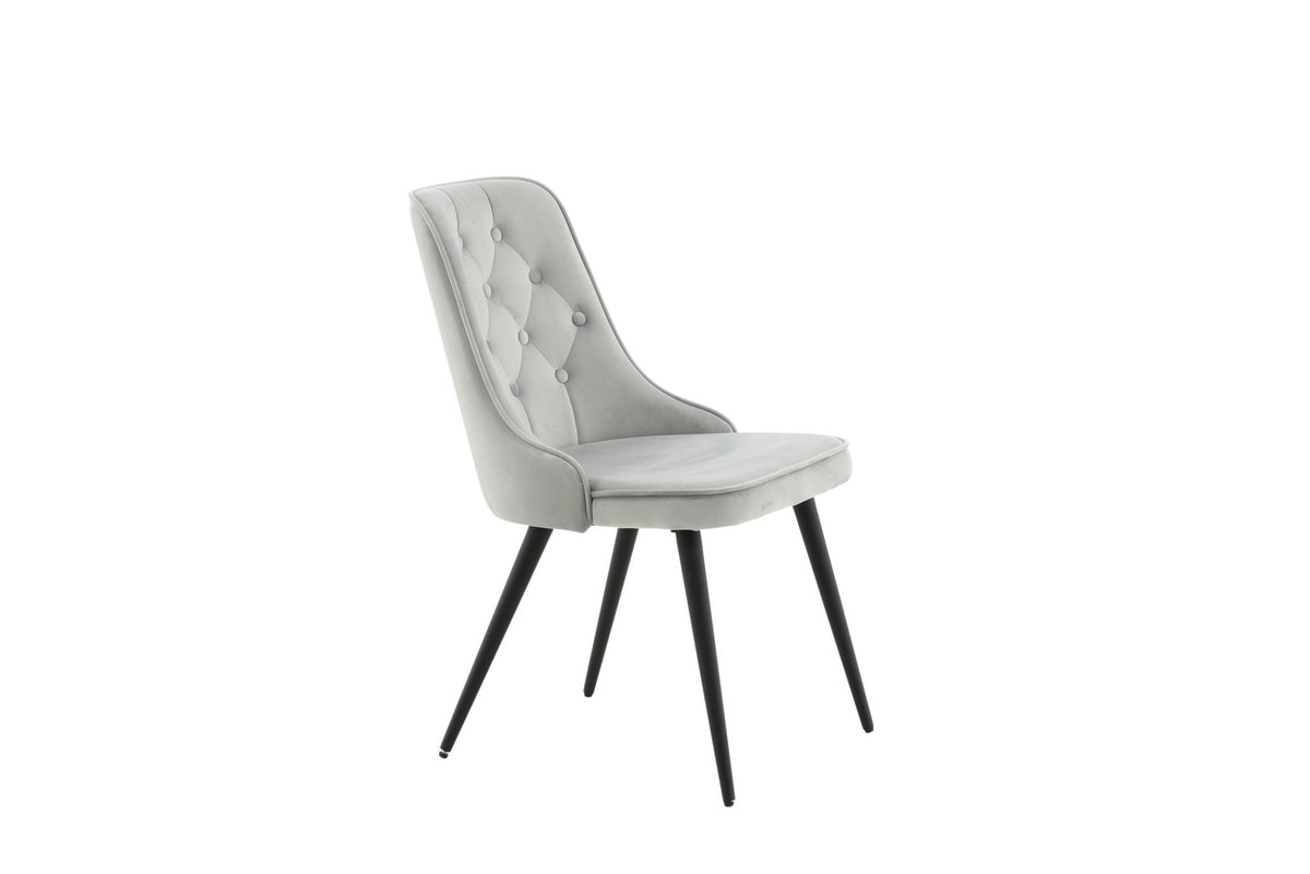 Velvet Deluxe Stuhl in Hellgrau / Schwarz präsentiert im Onlineshop von KAQTU Design AG. Stuhl ist von Venture Home