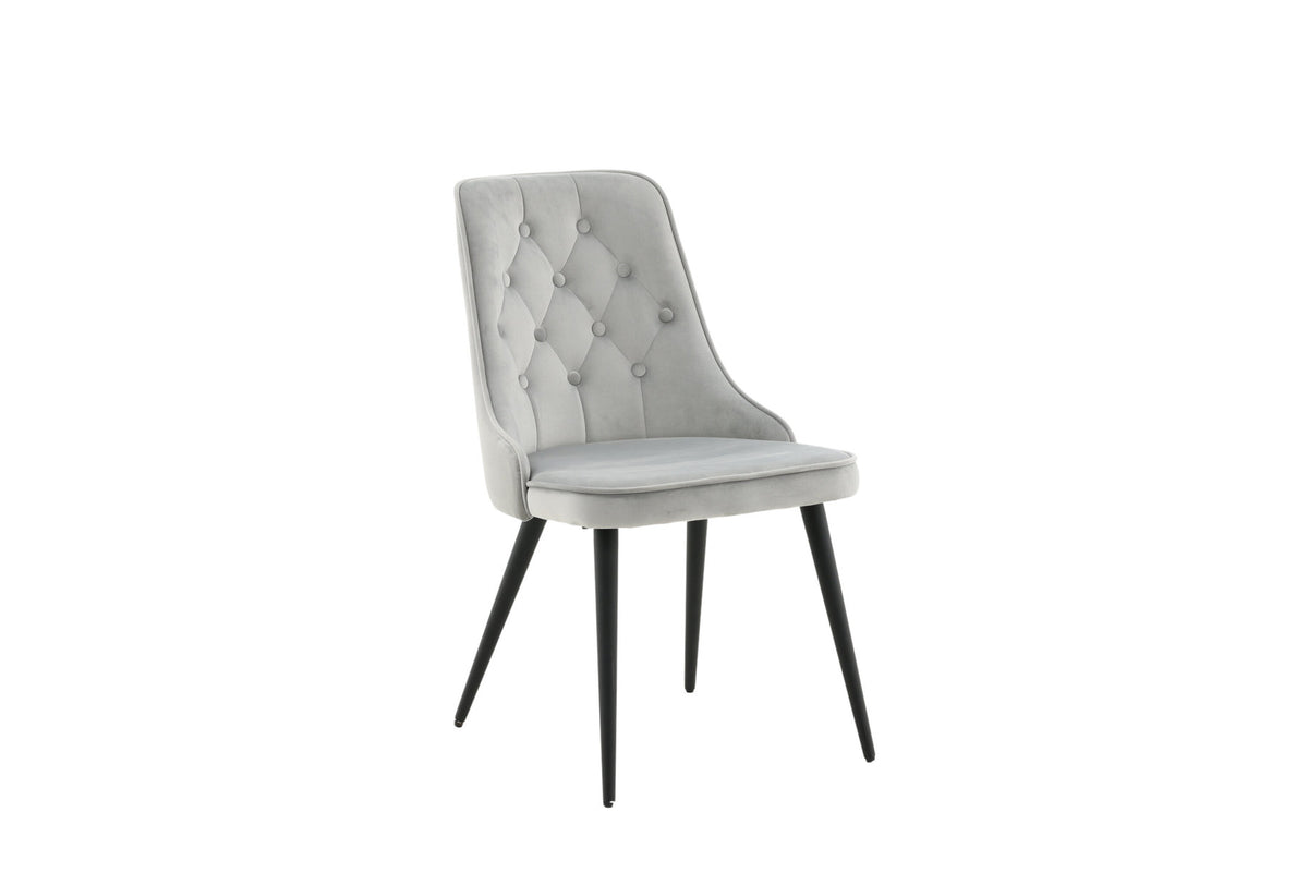Velvet Deluxe Stuhl in Hellgrau / Schwarz präsentiert im Onlineshop von KAQTU Design AG. Stuhl ist von Venture Home