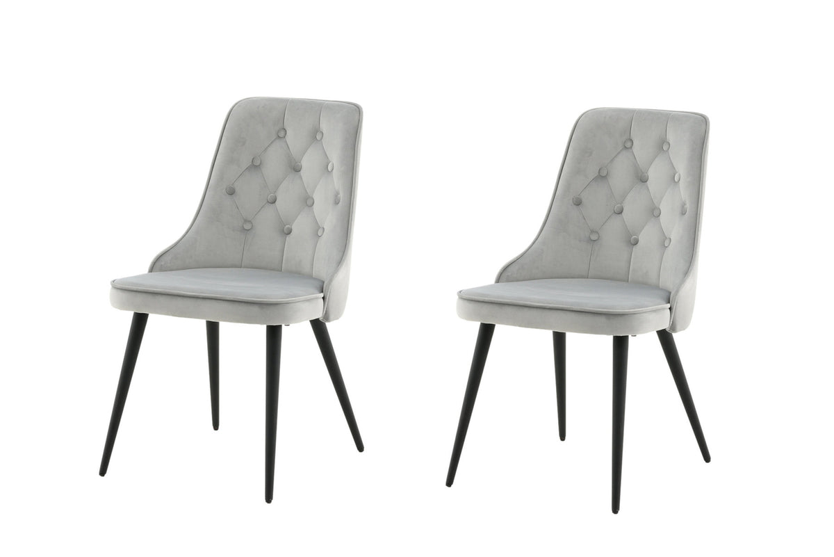 Velvet Deluxe Stuhl in Hellgrau / Schwarz präsentiert im Onlineshop von KAQTU Design AG. Stuhl ist von Venture Home
