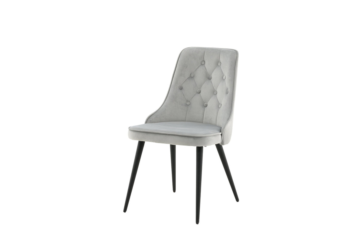 Velvet Deluxe Stuhl in Hellgrau / Schwarz präsentiert im Onlineshop von KAQTU Design AG. Stuhl ist von Venture Home