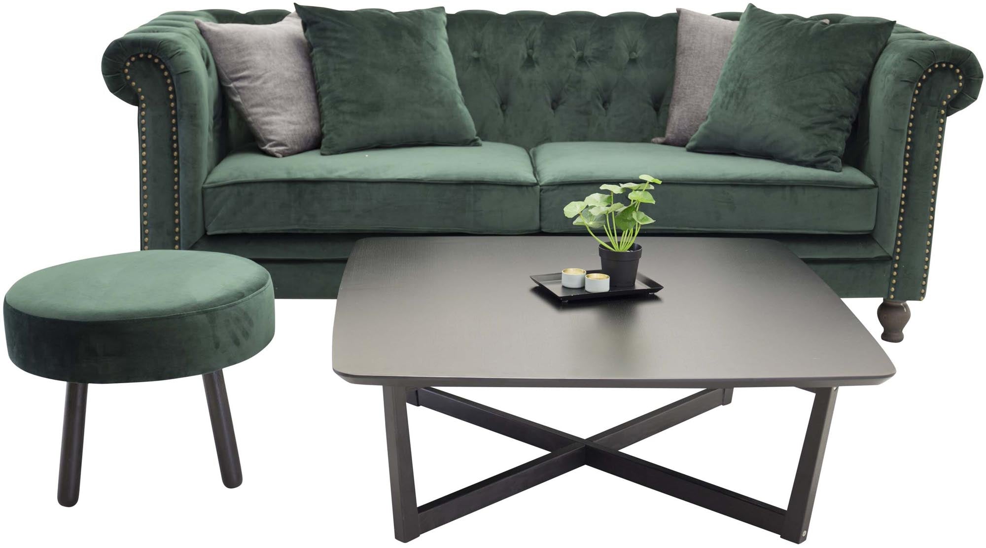 Velvet 3-Sitzer Sofa in Mossgrün präsentiert im Onlineshop von KAQTU Design AG. 3er Sofa ist von Venture Home