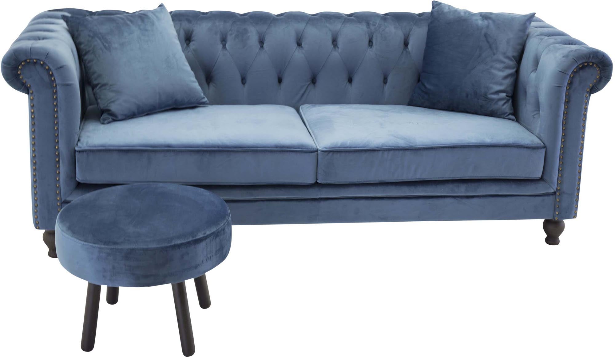 Velvet 3-Sitzer Sofa in Blau präsentiert im Onlineshop von KAQTU Design AG. 3er Sofa ist von Venture Home