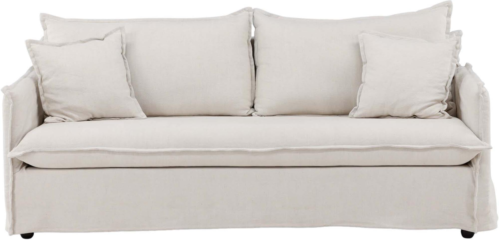 Entdecken Sie das Nova Sofa von Venture Home: Ein elegantes 3er Sofa aus cremeweißem Leinen, ideal für stilvolle Entspannung und gesellige Abende.