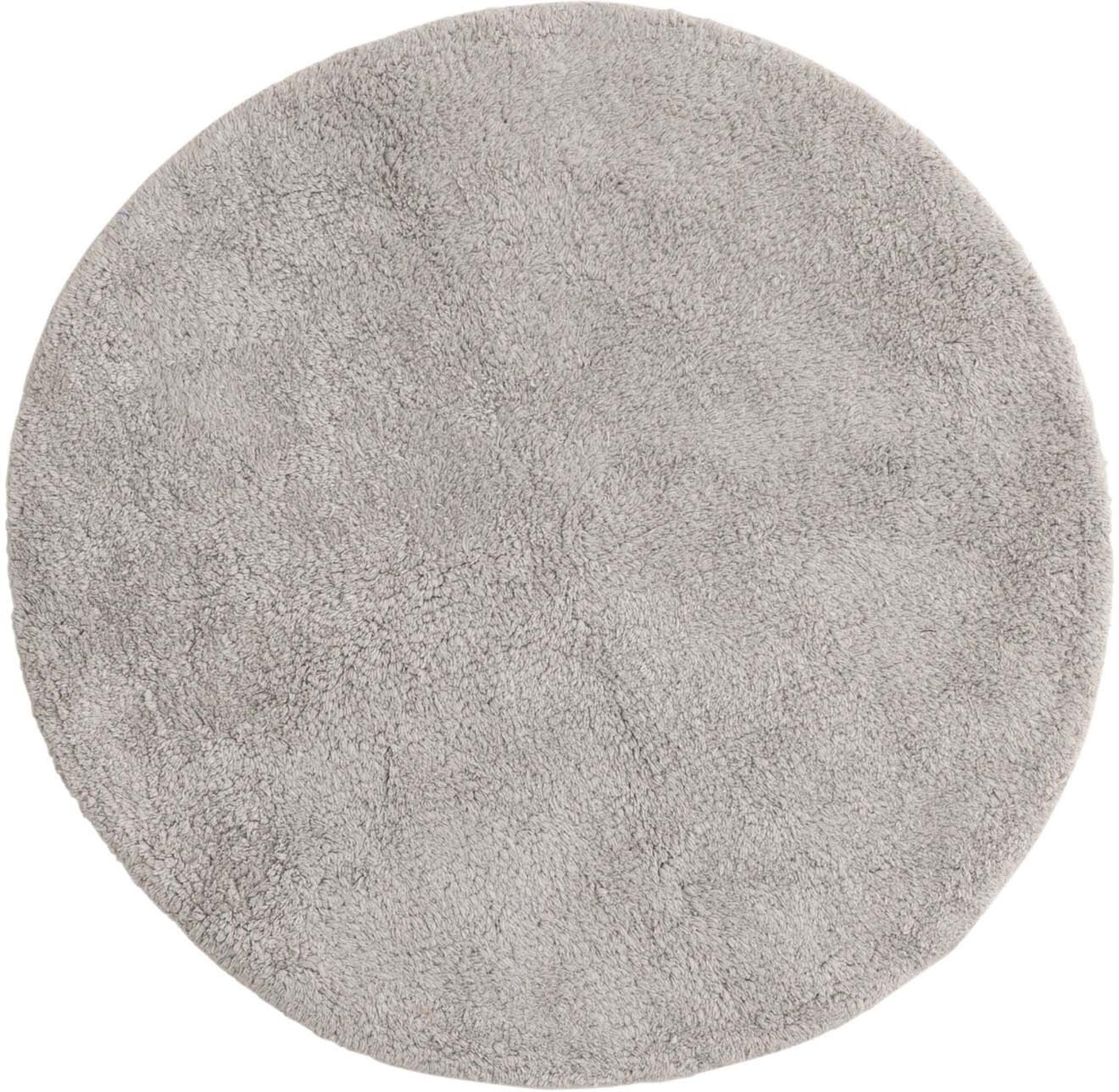 Elegante, runde Badezimmermatte in Dunkelgrau, aus 100% Baumwolle, für Komfort und Stil.