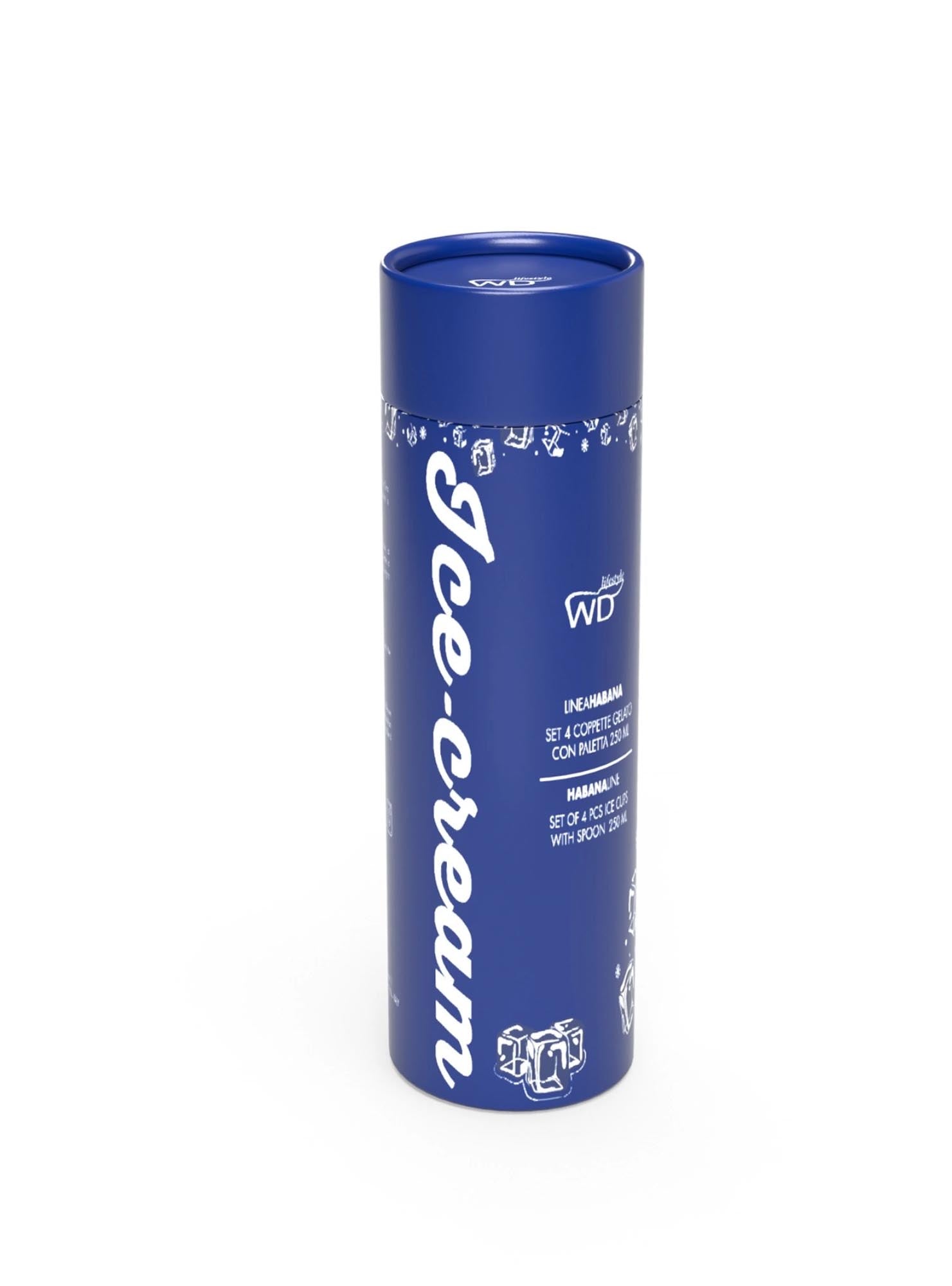 Genießen Sie Eis in stilvollen, blauen und weißen Bechern (Ø 8,5 cm). Hochwertiges Porzellan, spülmaschinenfest und ideal für jede Feier!