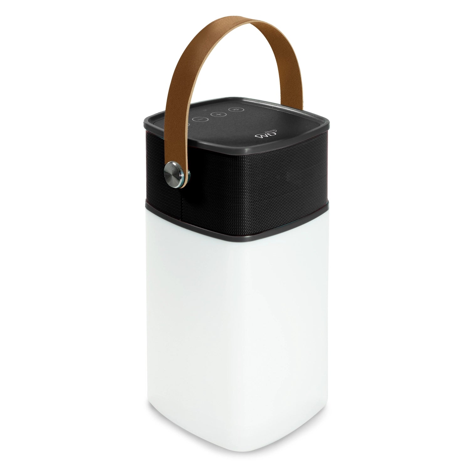 Schwarzer Bluetooth-Lautsprecher mit LED-Licht, kompakt (10.3x9.5x19 cm), ideal für Musikliebhaber und stimmungsvolle Beleuchtung.