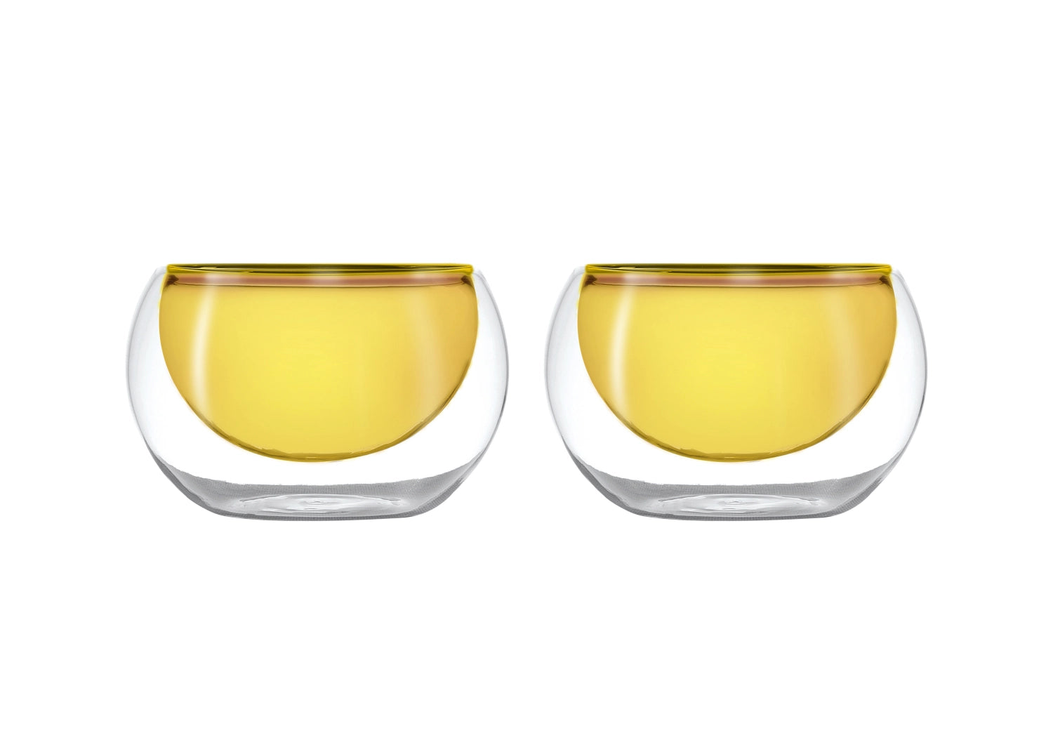 Entdecken Sie das 2er Set doppelwandige Glasschalen in Gelb (180ml) von Easy Life – perfekt für Desserts, Eiscreme und Fingerfood. Spülmaschinengeeignet!