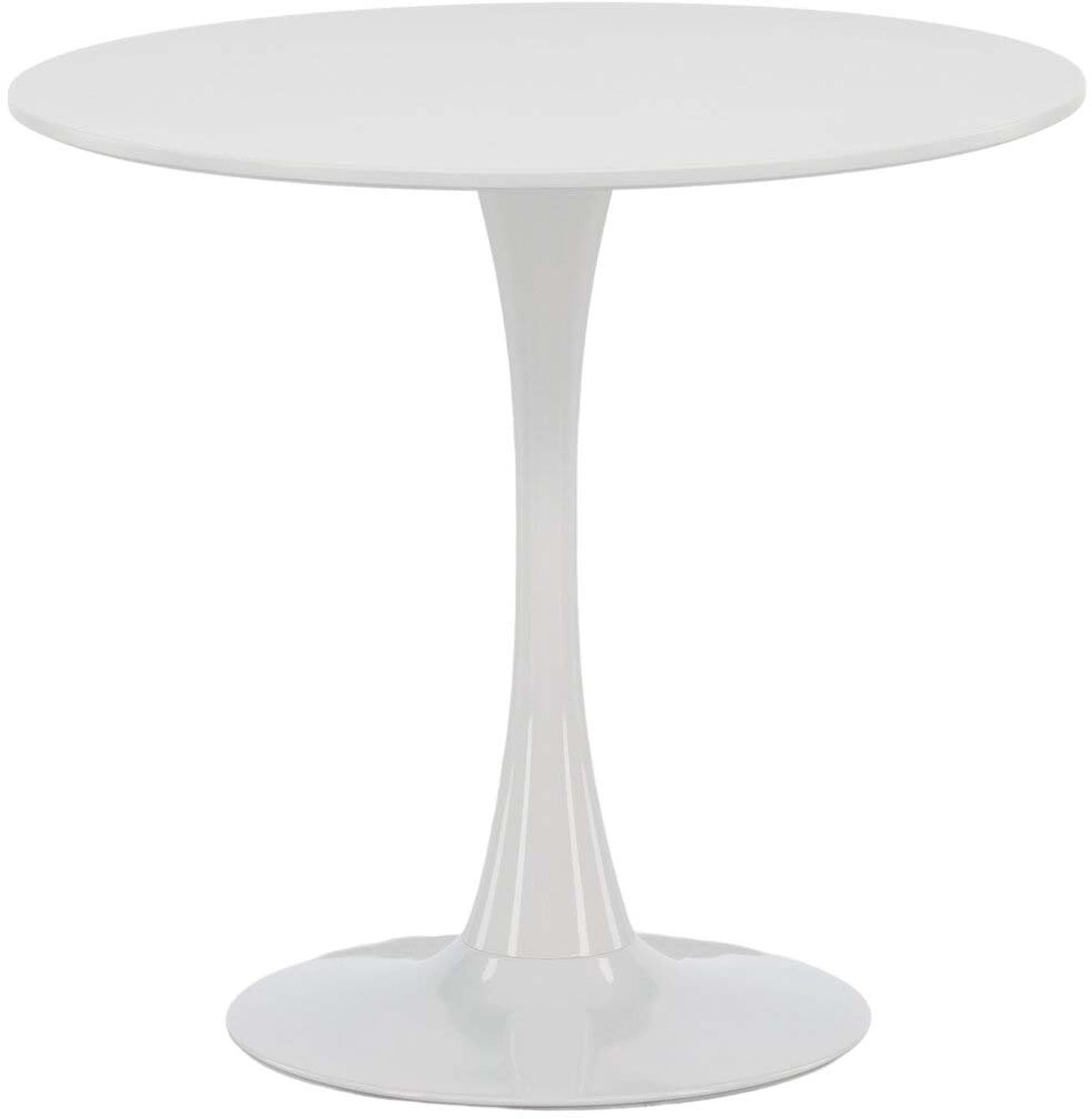 Eleganter Hamden Esstisch von Venture Home: runde, hellgraue MDF-Platte und stabiles weißes Stahlgestell. Perfekt für gesellige Runden!