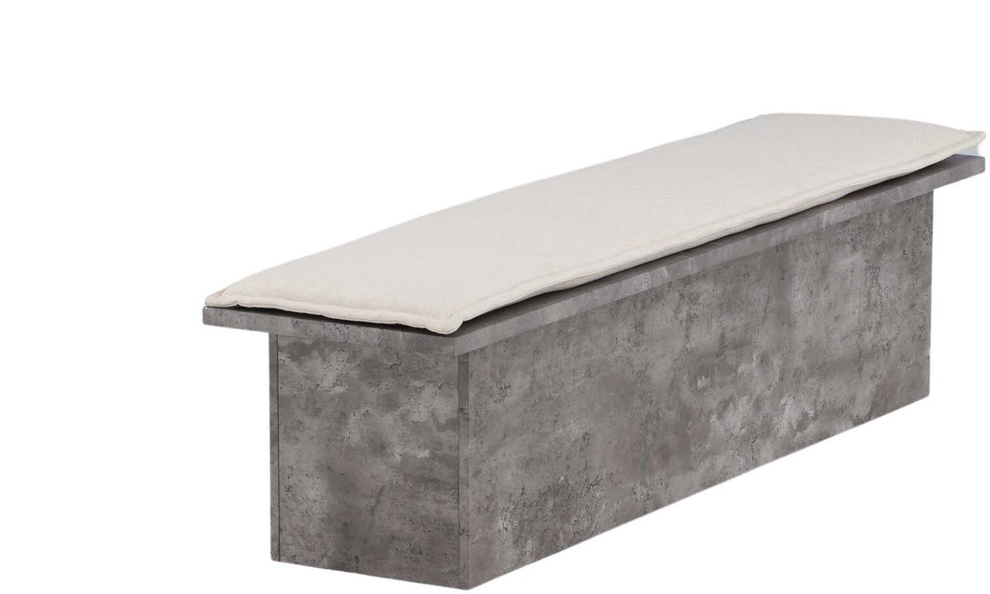 Kellogg Bank von Venture Home: Stilvolle Sitzbank mit grauer Steinoptik, bequemem Kissen und modernem Industriedesign für jeden Raum.