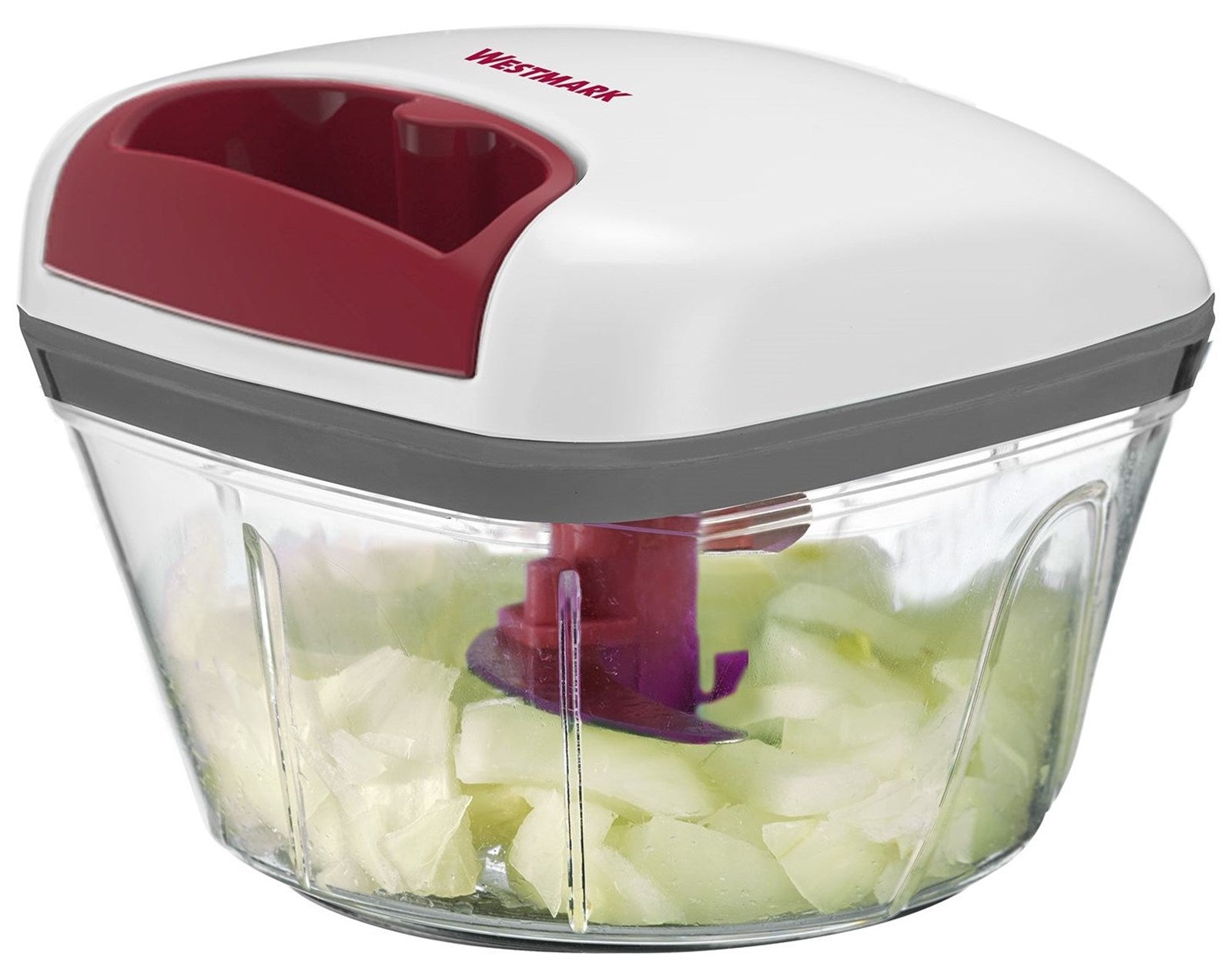 Praktischer Multi-Schneider mit Seilzug, 450 ml, ideal zum schnellen Zerkleinern von Lebensmitteln, kompakt und einfach zu bedienen.