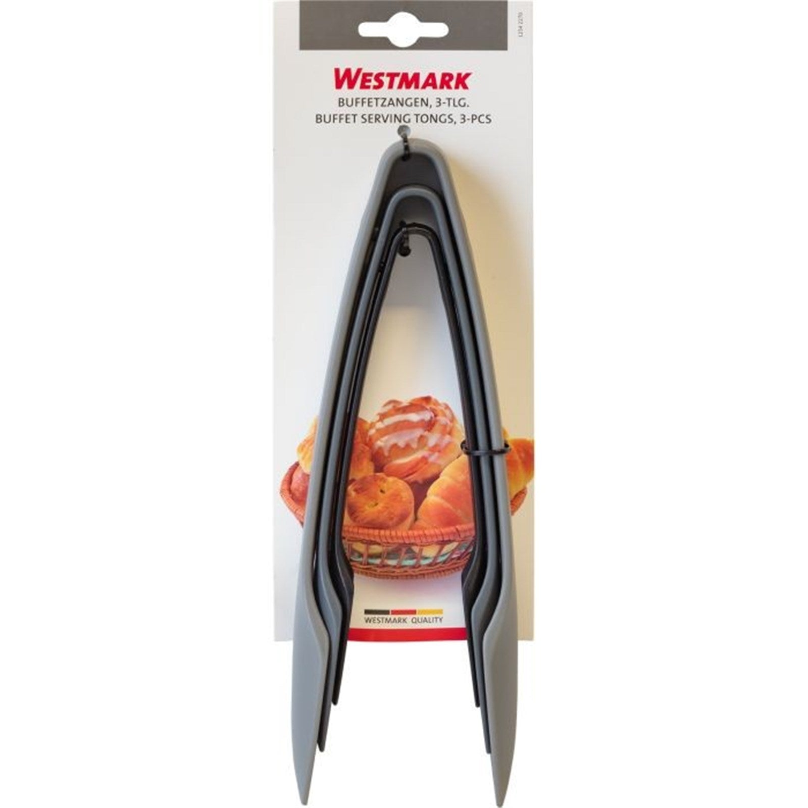 Set mit 3 praktischen Buffetzangen von Westmark, ideal für Buffets und Servieren, robust, vielseitig und einfach zu handhaben.