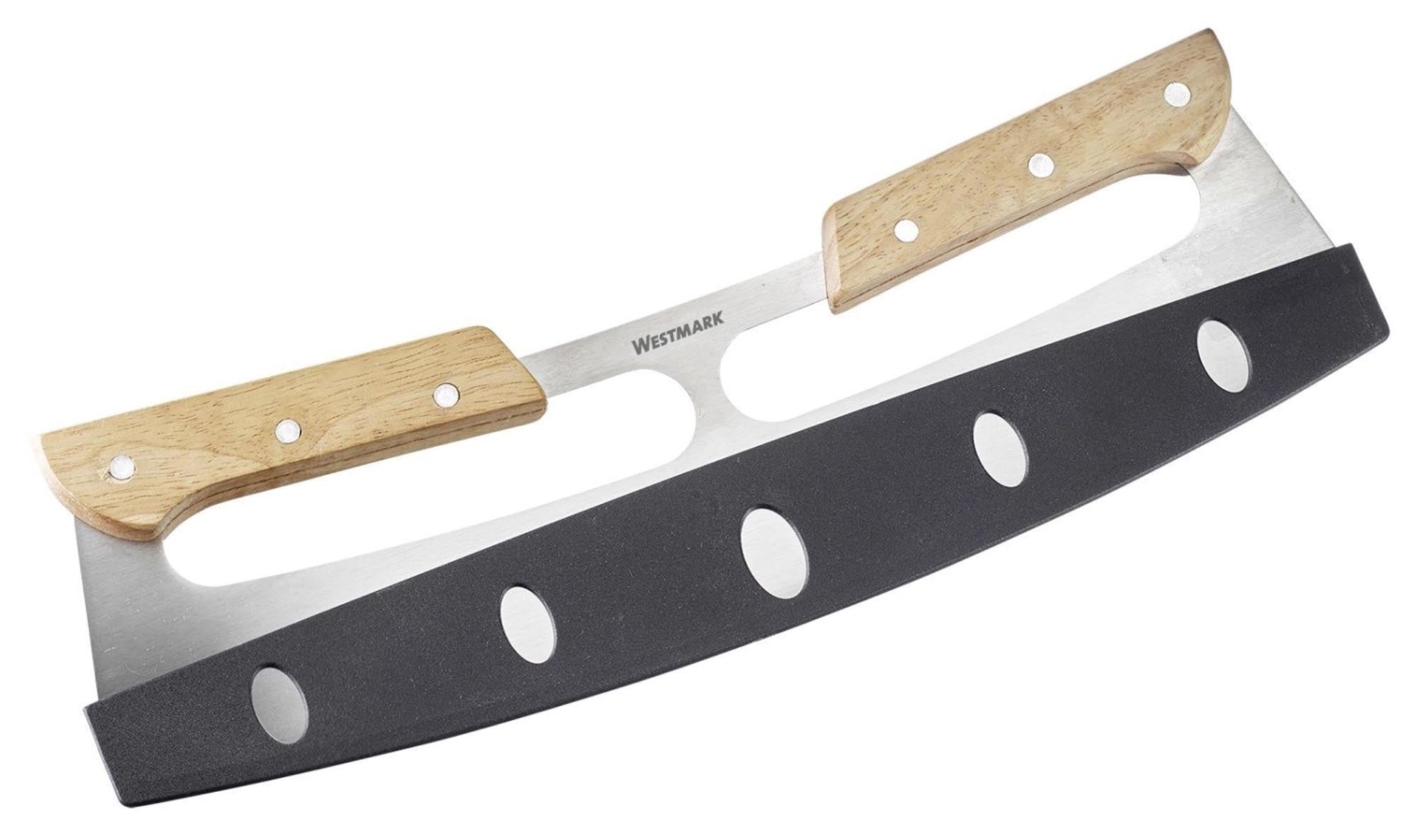Das Pizza Wiegemesser Pro von Westmark schneidet mühelos mit Edelstahlklinge und ergonomischem Griff für perfekten Genuss.