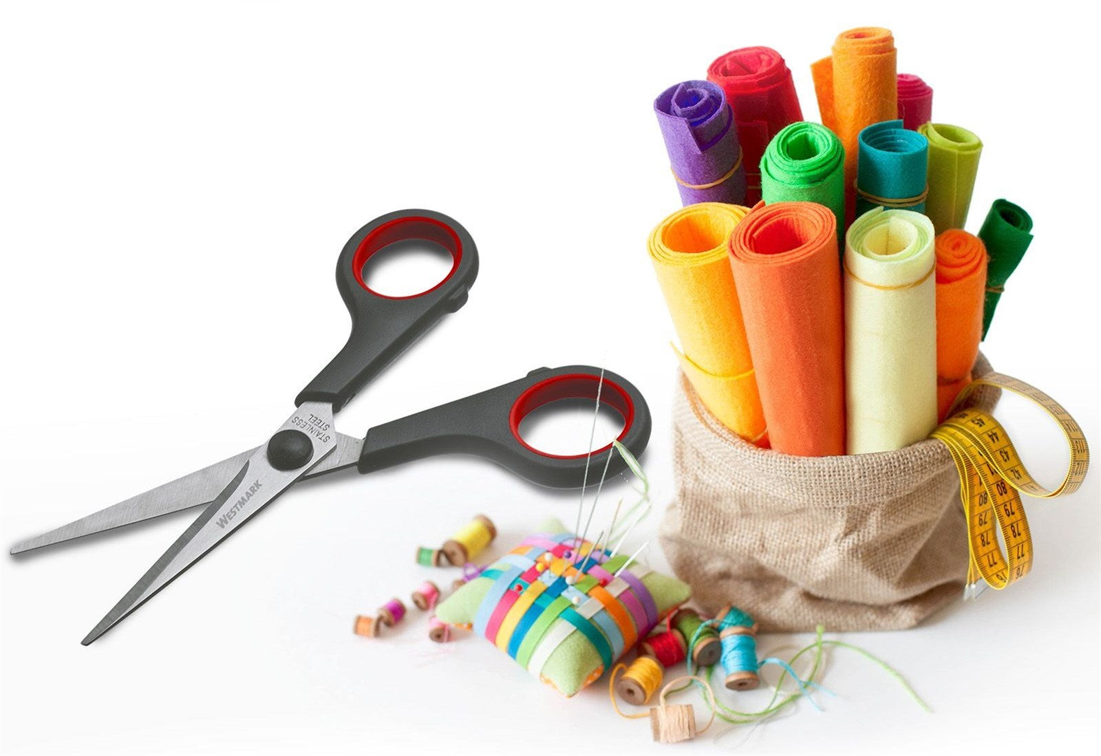 Hochwertige 14 cm Bastelschere von Westmark, ideal für präzises Schneiden und kreative Projekte, ergonomisch und vielseitig einsetzbar.