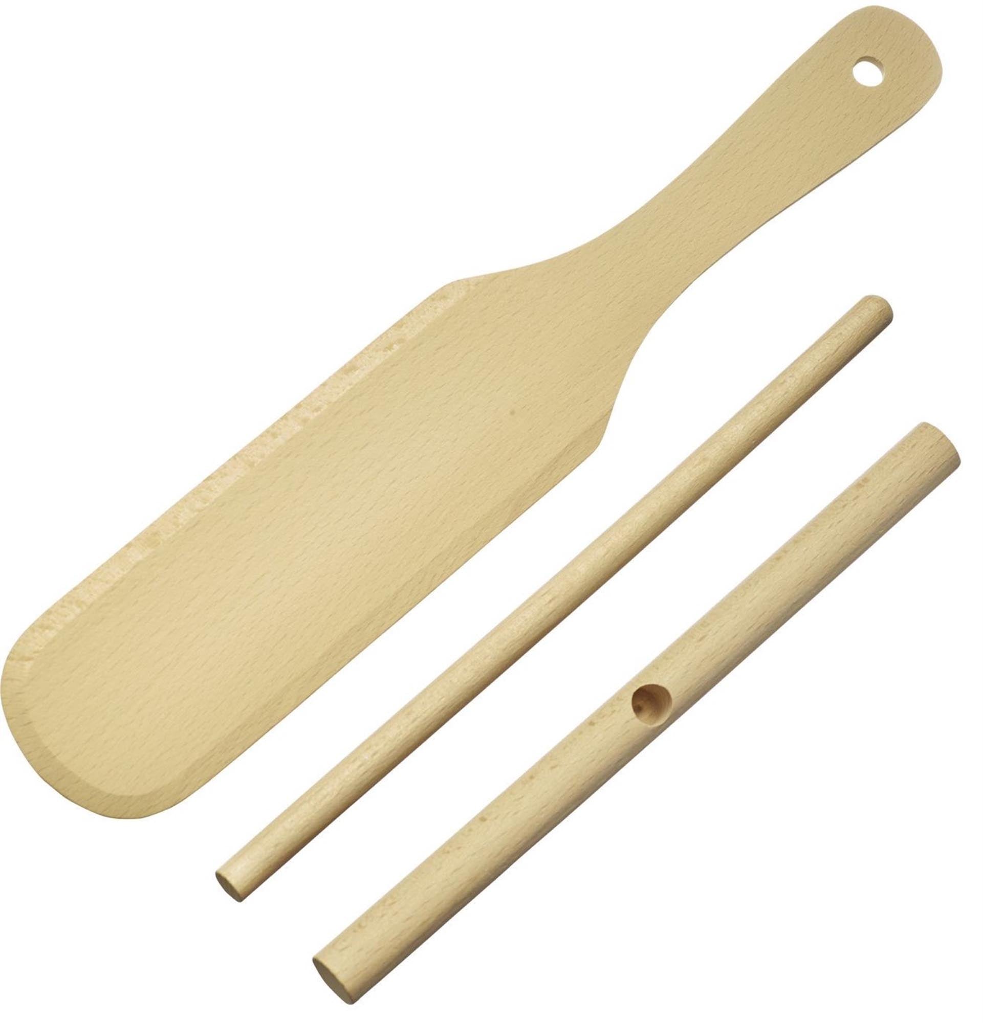 Praktisches 2-teiliges Set aus Crêpes-Spatel und Teigverteiler aus Holz von Westmark, ideal für perfekte Crêpes.