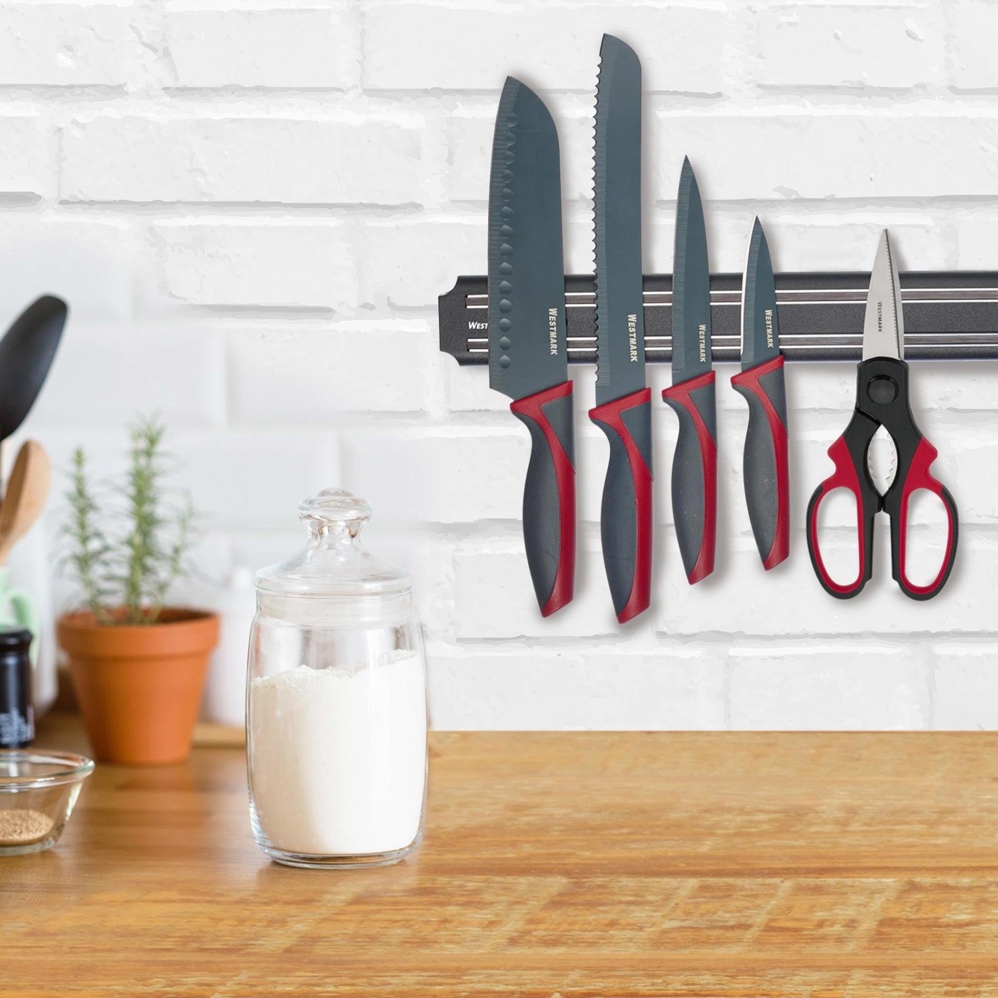Magnetische Messerleiste in Schwarz von Westmark, perfekt für die sichere und elegante Aufbewahrung Ihrer Messer in der Küche.