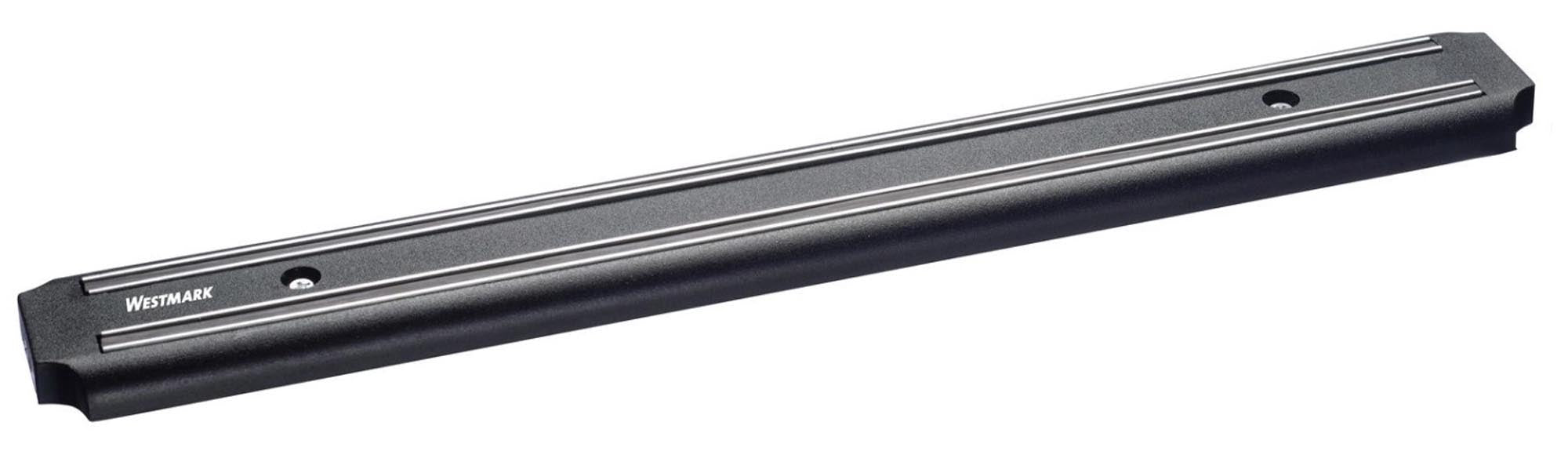 Entdecken Sie die elegante, magnetische Messerleiste von Westmark in Schwarz. Ideal für Ordnung, Platzersparnis und schnellen Zugriff auf Ihre Küchenmesser.