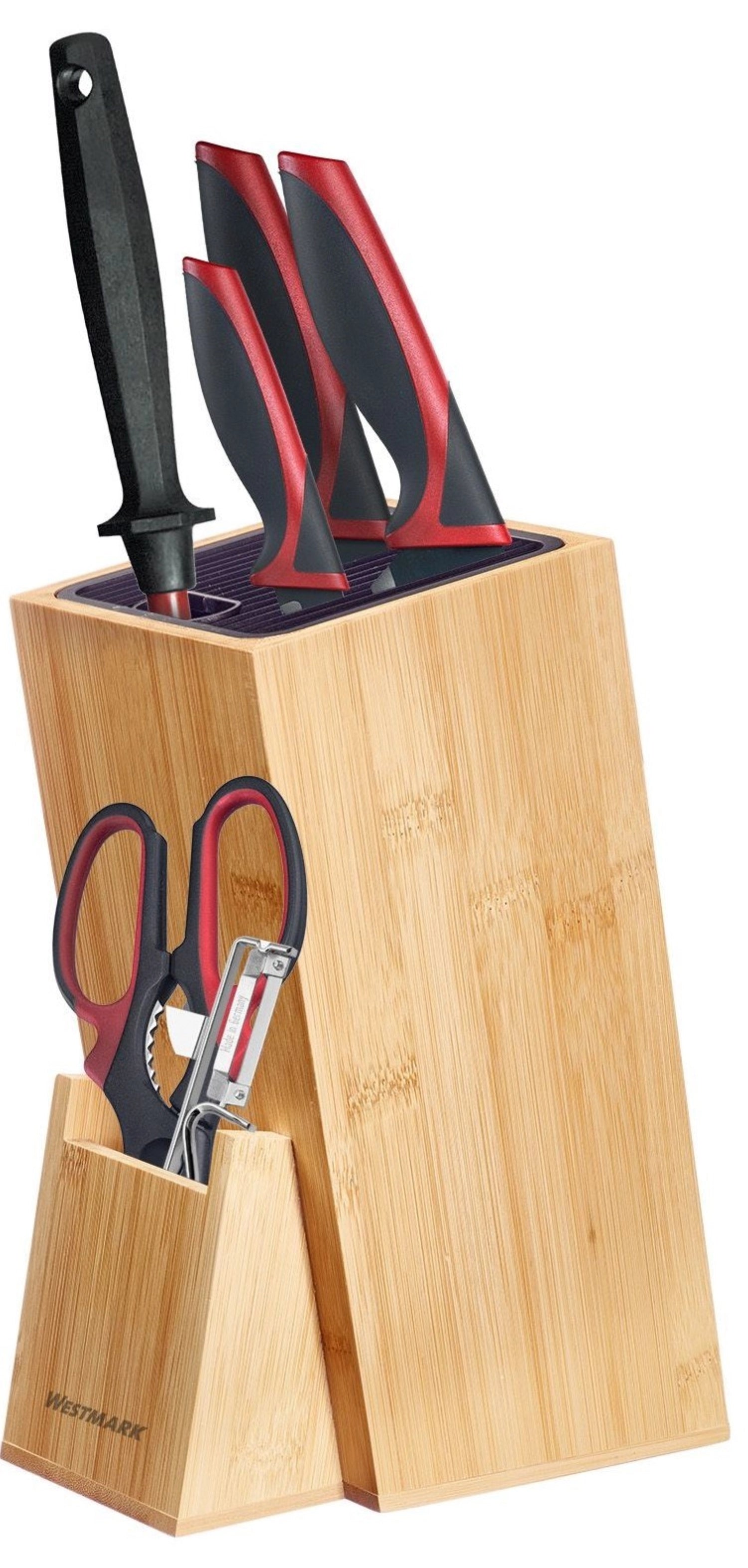 Eleganter Messerblock aus robustem Bambus von Westmark, perfekt für die ordentliche und sichere Aufbewahrung Ihrer Messer in der Küche.