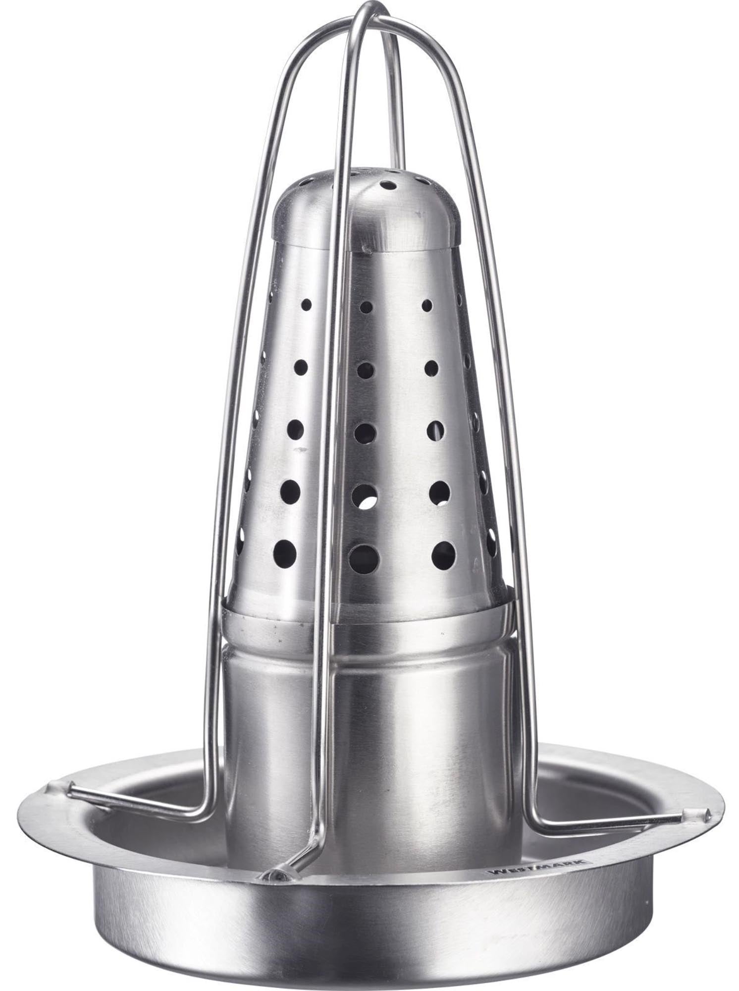 Entdecken Sie den Hähnchengriller von Westmark aus hochwertigem Edelstahl. Ideal für saftiges Grillen von Hähnchen, Fleisch und Gemüse. Spülmaschinenfest!