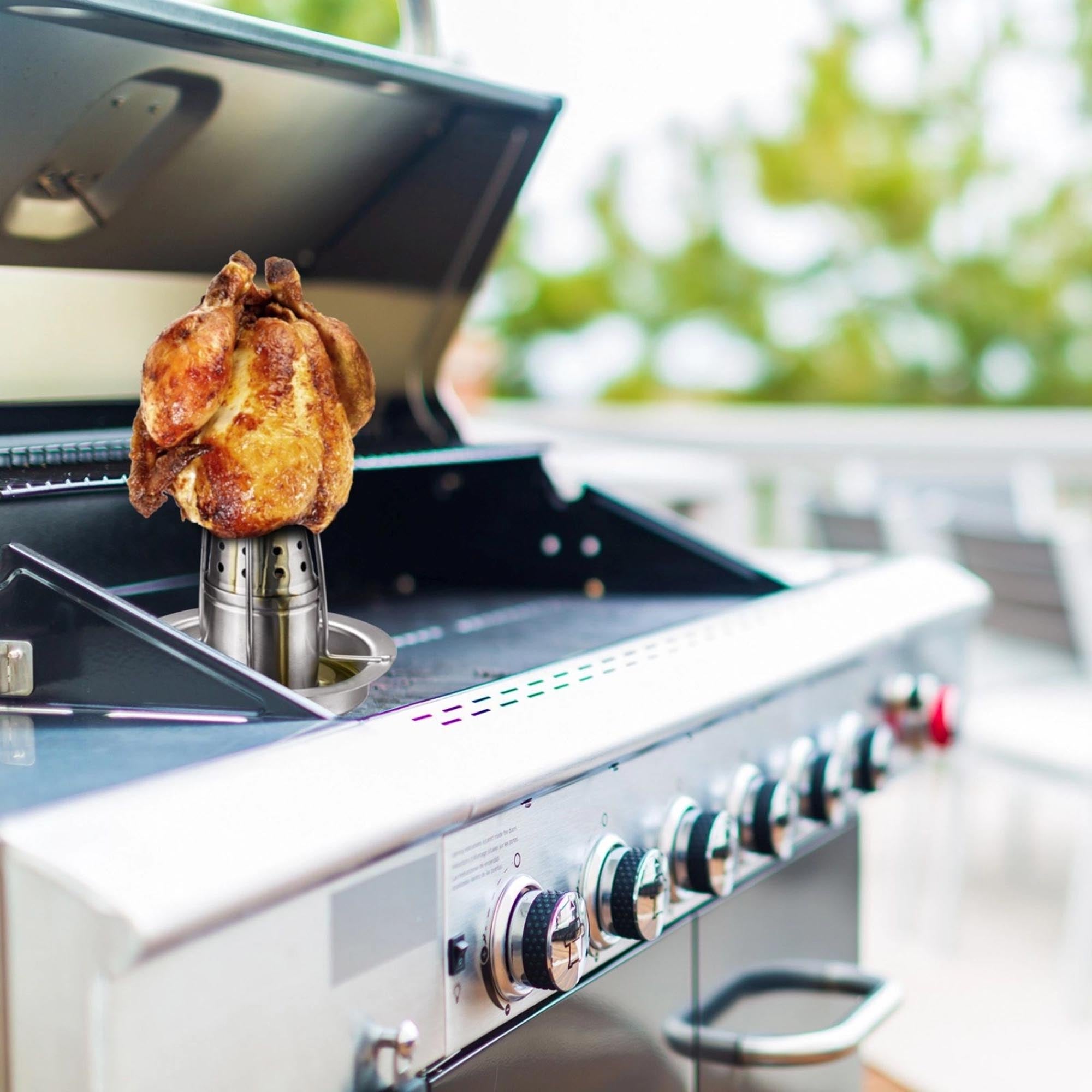 Robuster Edelstahl-Hähnchengriller von Westmark, perfekt für saftige Hähnchen, langlebig und einfach zu reinigen.