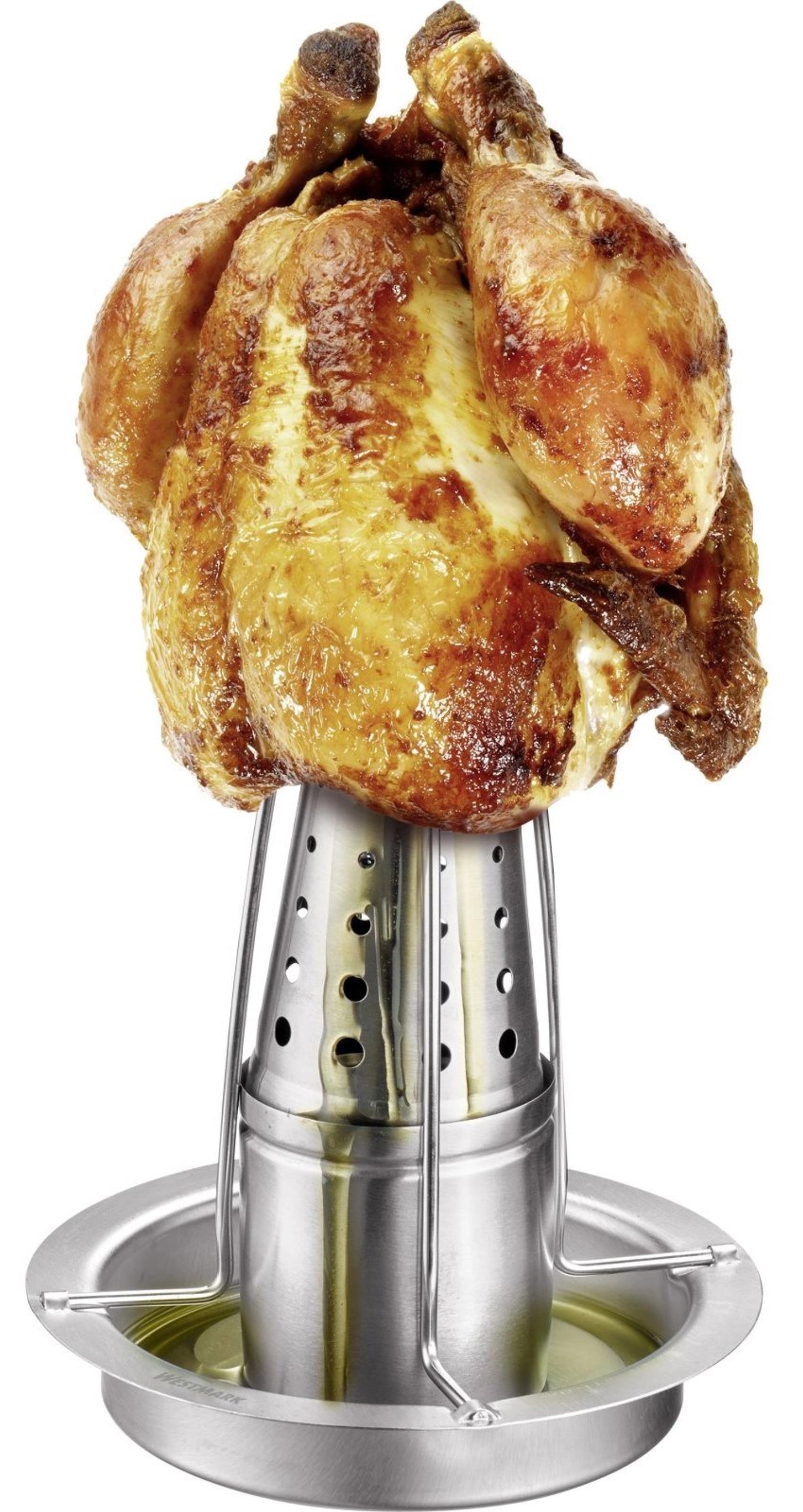 Robuster Hähnchengriller aus Edelstahl von Westmark, ideal für saftige Grillgerichte, einfach zu reinigen und langlebig.