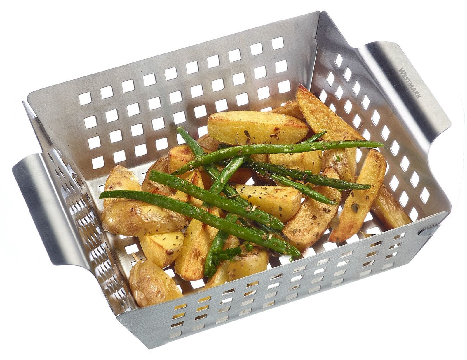 Hochwertiger Edelstahl-Grillkorb von Westmark, perfekt für Gemüse und Fleisch, robust, hitzebeständig und einfach zu reinigen.