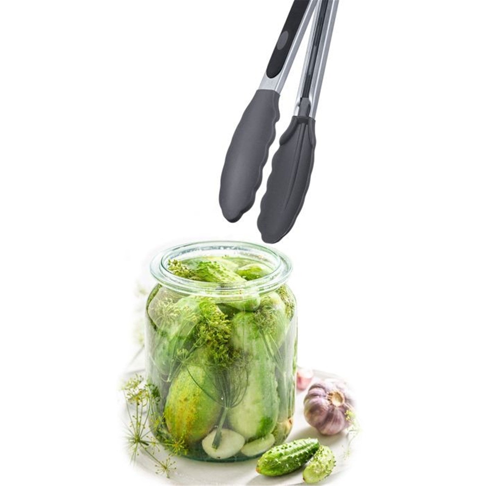 Kompakte Silikon-Servierzange, 21 cm, ideal für präzises Servieren, hitzebeständig, robust und vielseitig für Küche und Tisch.