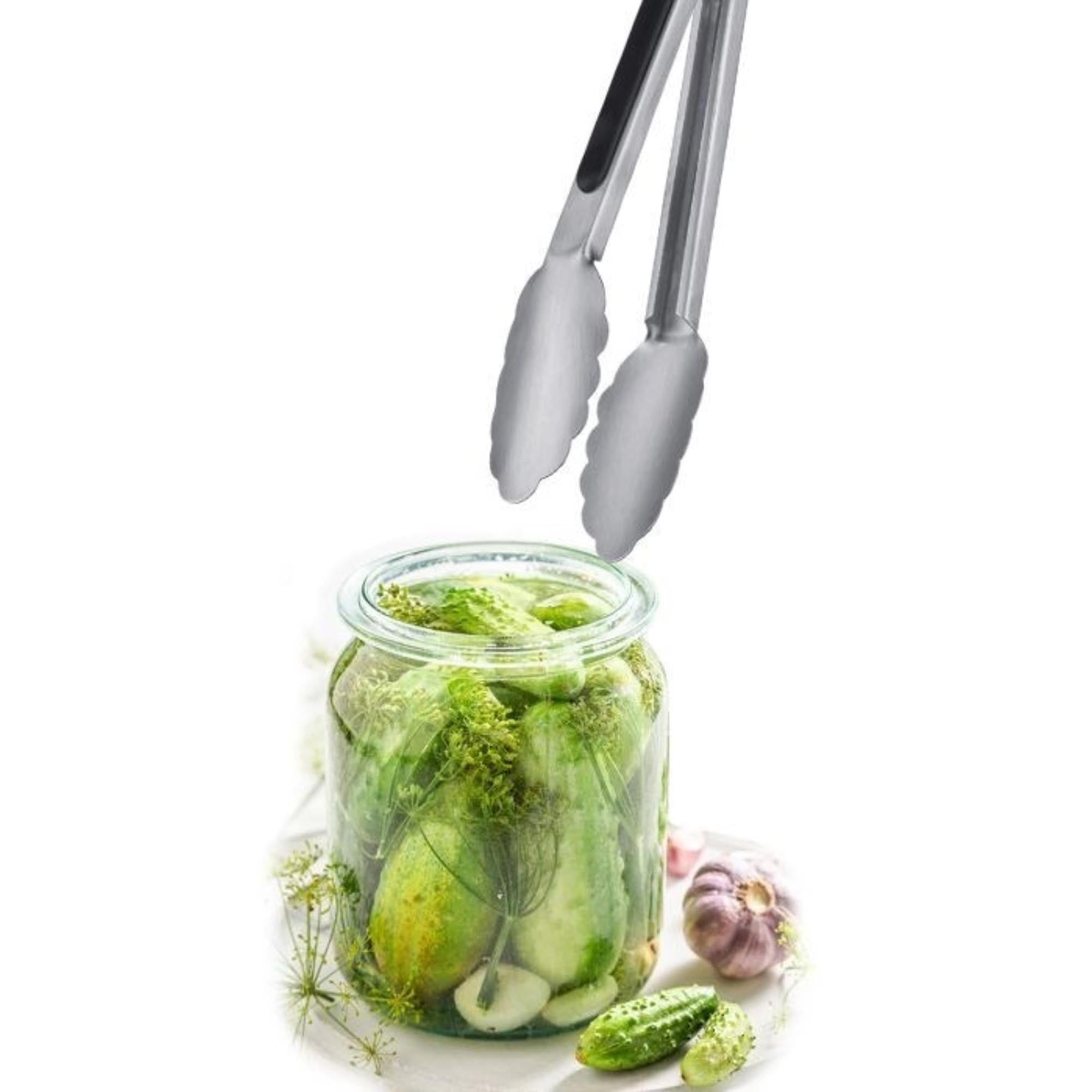 Kompakte Edelstahl-Grillzange, 20cm, perfekt für kleine Grills und präzises Wenden. Praktisch, vielseitig und hochwertig.