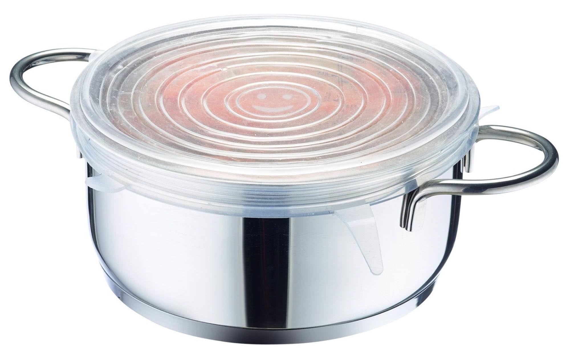 6er Set flexible Silikondeckel von Westmark, ideal für luftdichtes Verschliessen von Schüsseln und Behältern, wiederverwendbar und praktisch.