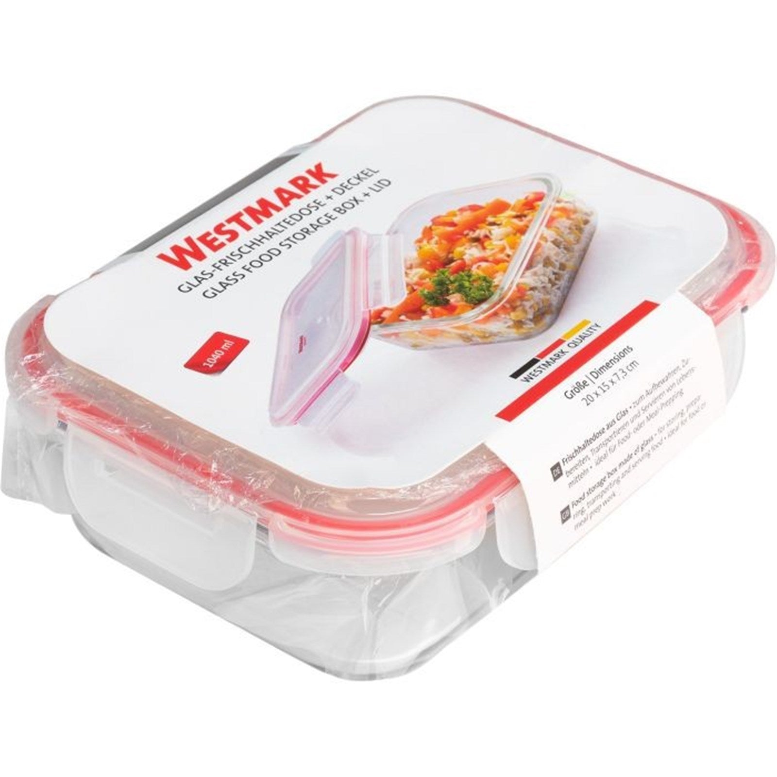Hochwertige Glas-Frischhaltedose von Westmark, 1040ml, ideal für umweltfreundliche Lagerung und Frische von Speisen.