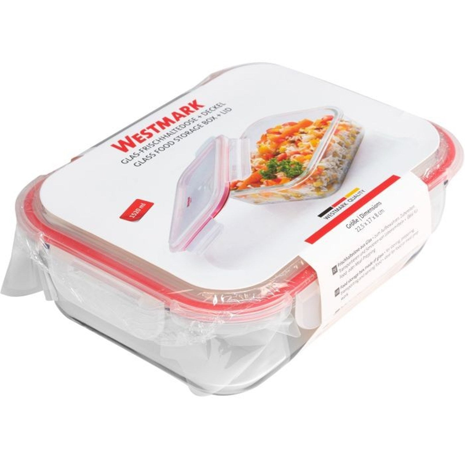 Hochwertige Glas-Frischhaltedose von Westmark, 1520ml, ideal zur Lebensmittelaufbewahrung, langlebig und vielseitig verwendbar.