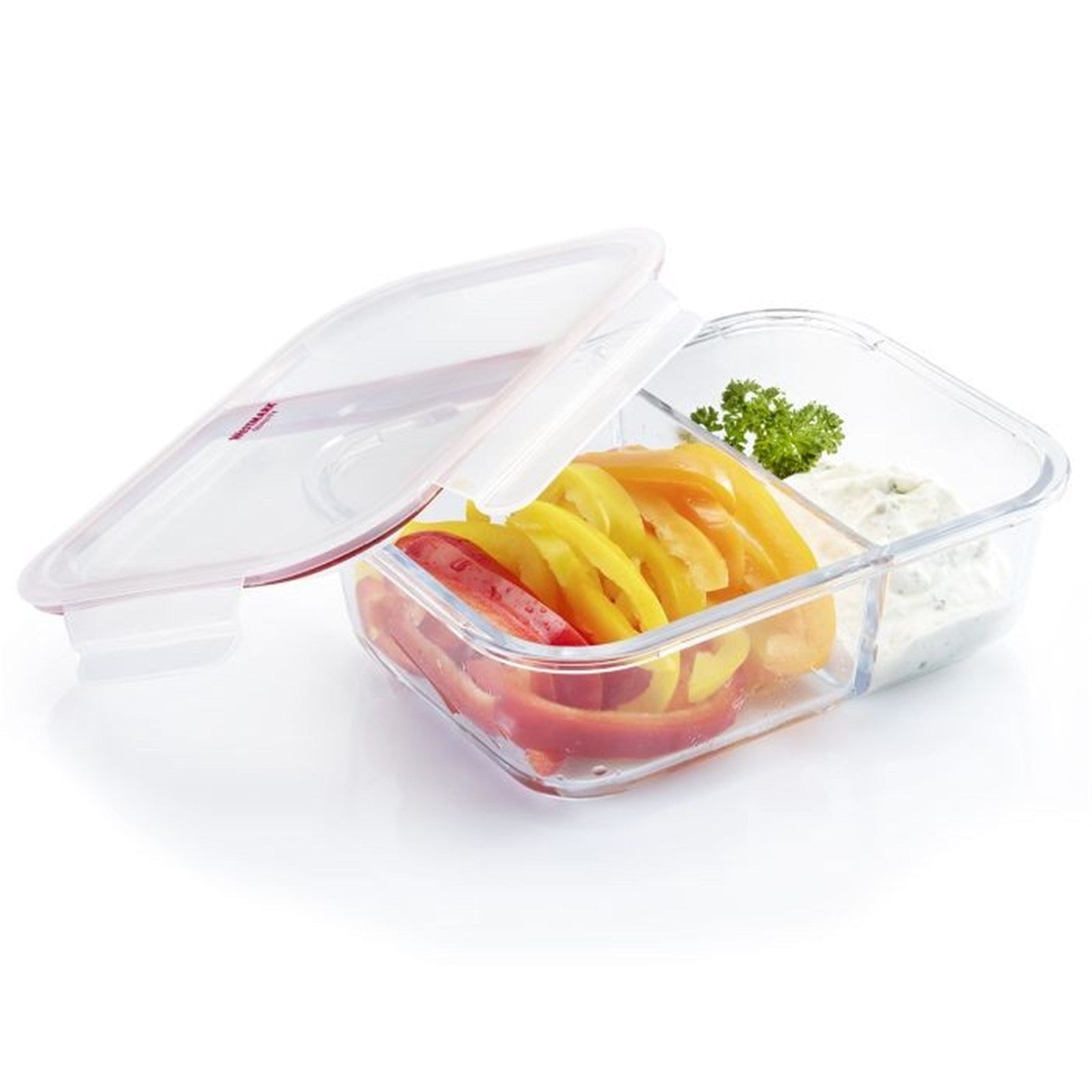 Glas-Frischhaltedose mit 2 Fächern, 1380ml, ideal für Lebensmittelaufbewahrung, langlebig, vielseitig und praktisch im Alltag.