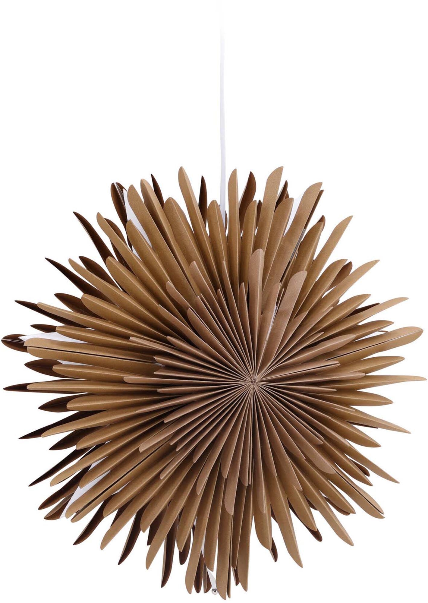 Entdecken Sie die Siegel Pendelleuchte von Venture Home – ein bezaubernder Papierstern, der mit seiner warmen Lichtstreuung und dem eleganten Design jeden Raum in eine festliche Oase verwandelt.