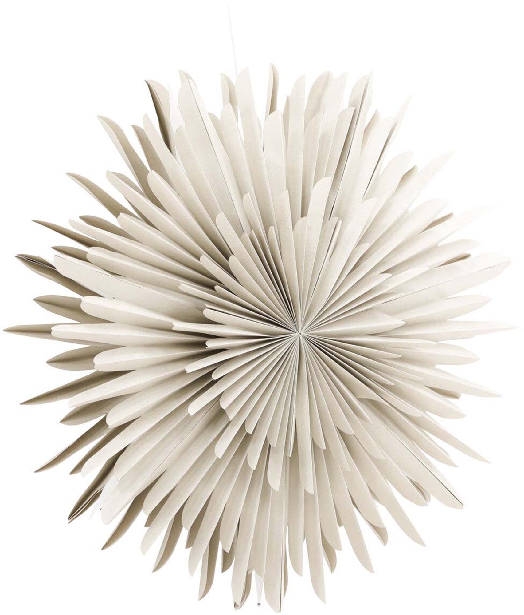 Entdecken Sie die Siegel Pendelleuchte von Venture Home: Ein eleganter Papierstern, der Ihr Zuhause mit warmem Licht und festlicher Atmosphäre bereichert.