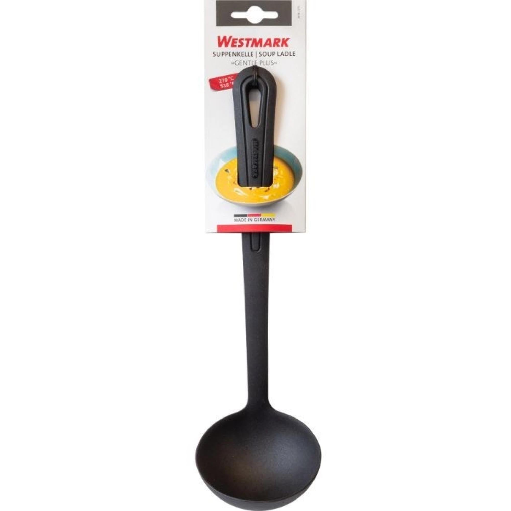 Die Westmark Suppenkelle Gentle Plus: Perfekt für Suppen und Saucen, ergonomisch geformt, robust und spülmaschinenfest.