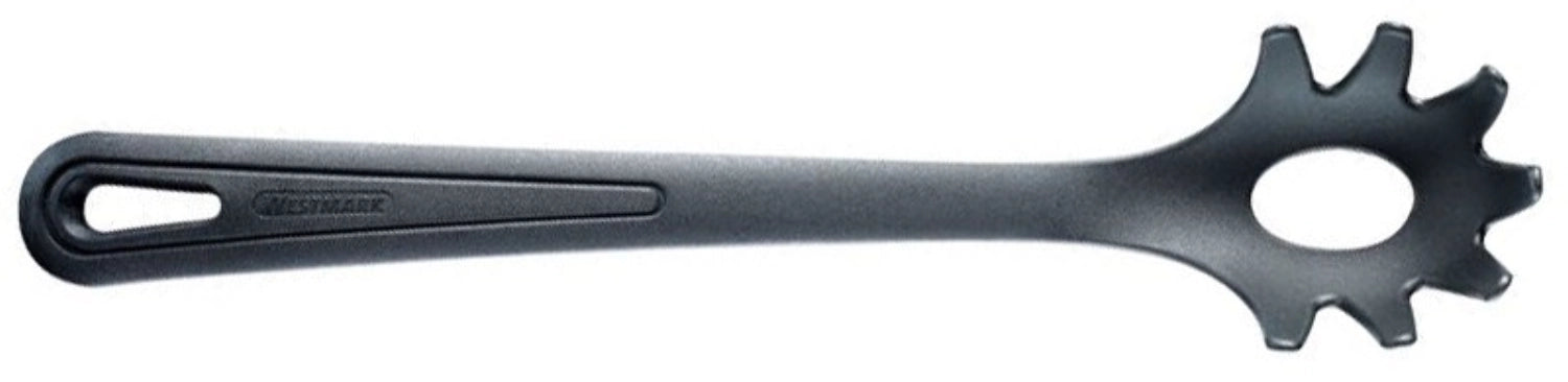 Entdecken Sie den Spaghettilöffel Gentle Plus von Westmark – ergonomisch, hitzebeständig und ideal für sanftes Servieren von Spaghetti und Pasta.