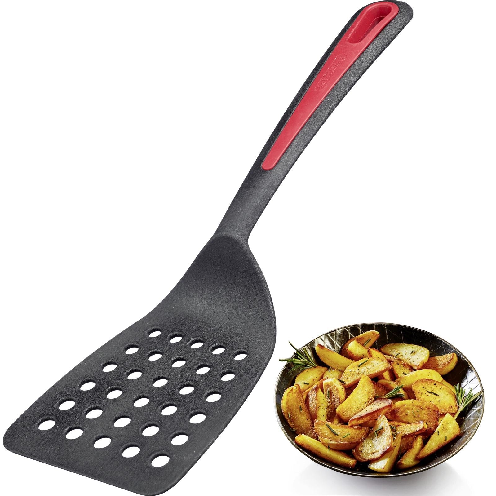 Pfannenwender Gallant Plus von Westmark: Grosse gelochte Laffe, perfekt zum Wenden und Abtropfen, langlebig und funktional.