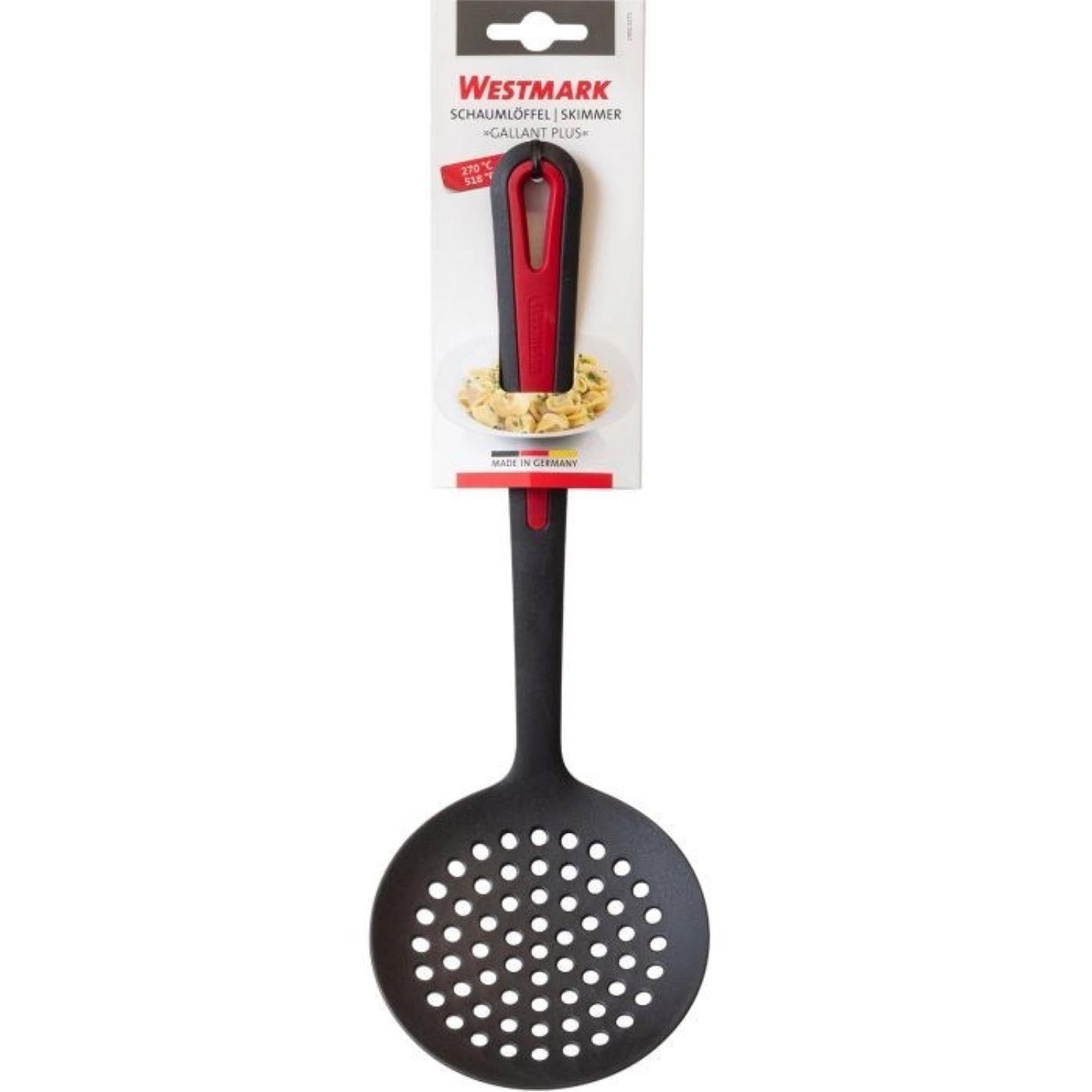 Hochwertiger Schaumlöffel aus Edelstahl, ideal zum Abschöpfen und Servieren, robust, pflegeleicht und spülmaschinengeeignet.