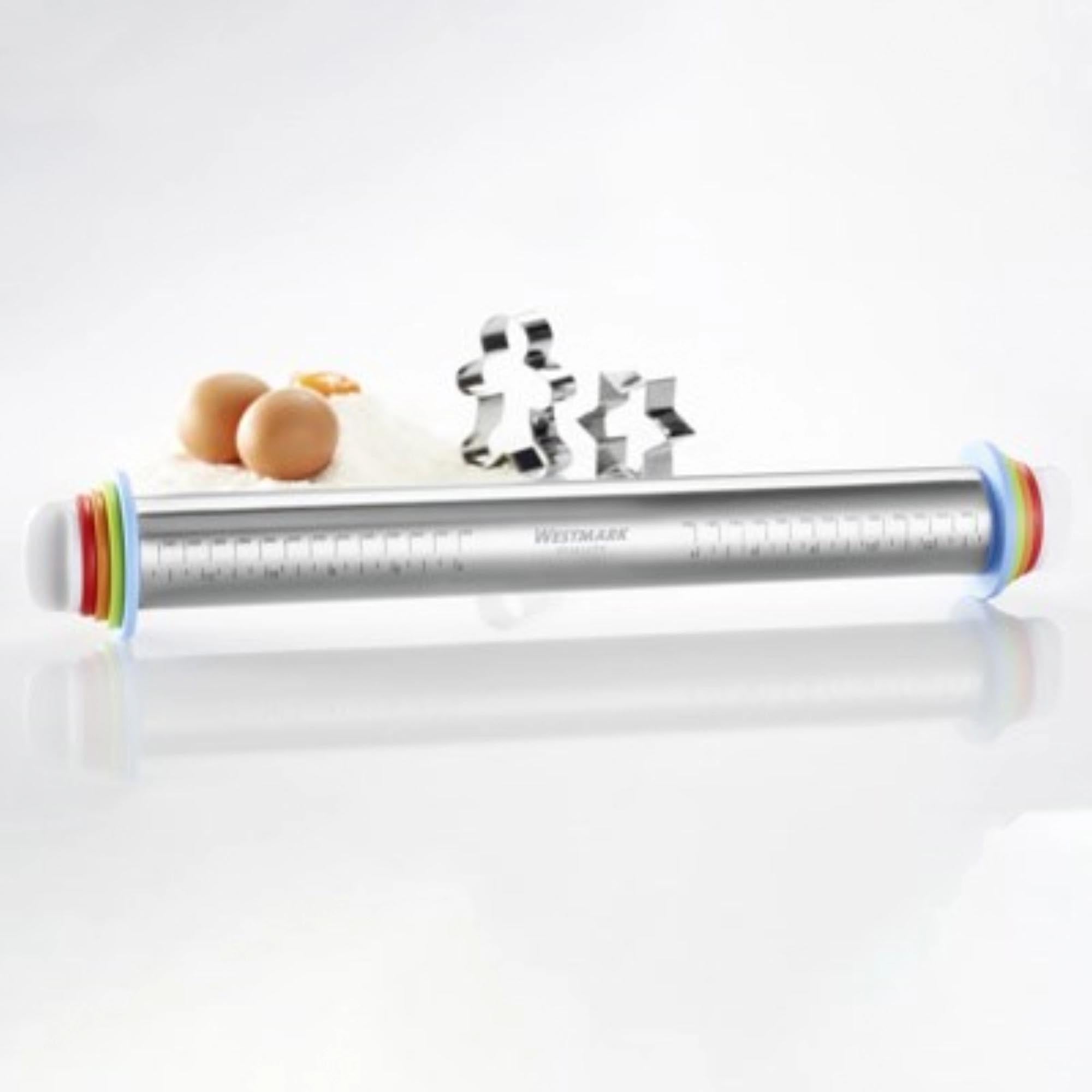 Westmark Teigroller 43,5 cm mit 4 Distanzringen, perfekt für gleichmässiges Ausrollen und präzises Backen.