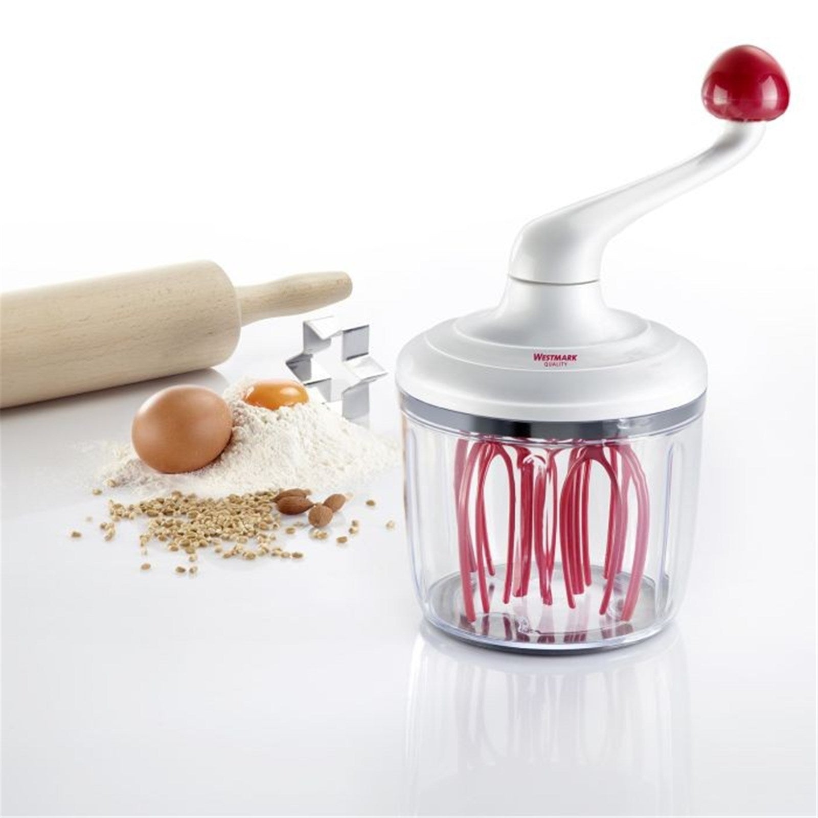 Das Handrührgerät Rührblitz von Westmark, 22.7x15.2cm, ist kompakt, vielseitig und ideal für schnelles und einfaches Mixen.
