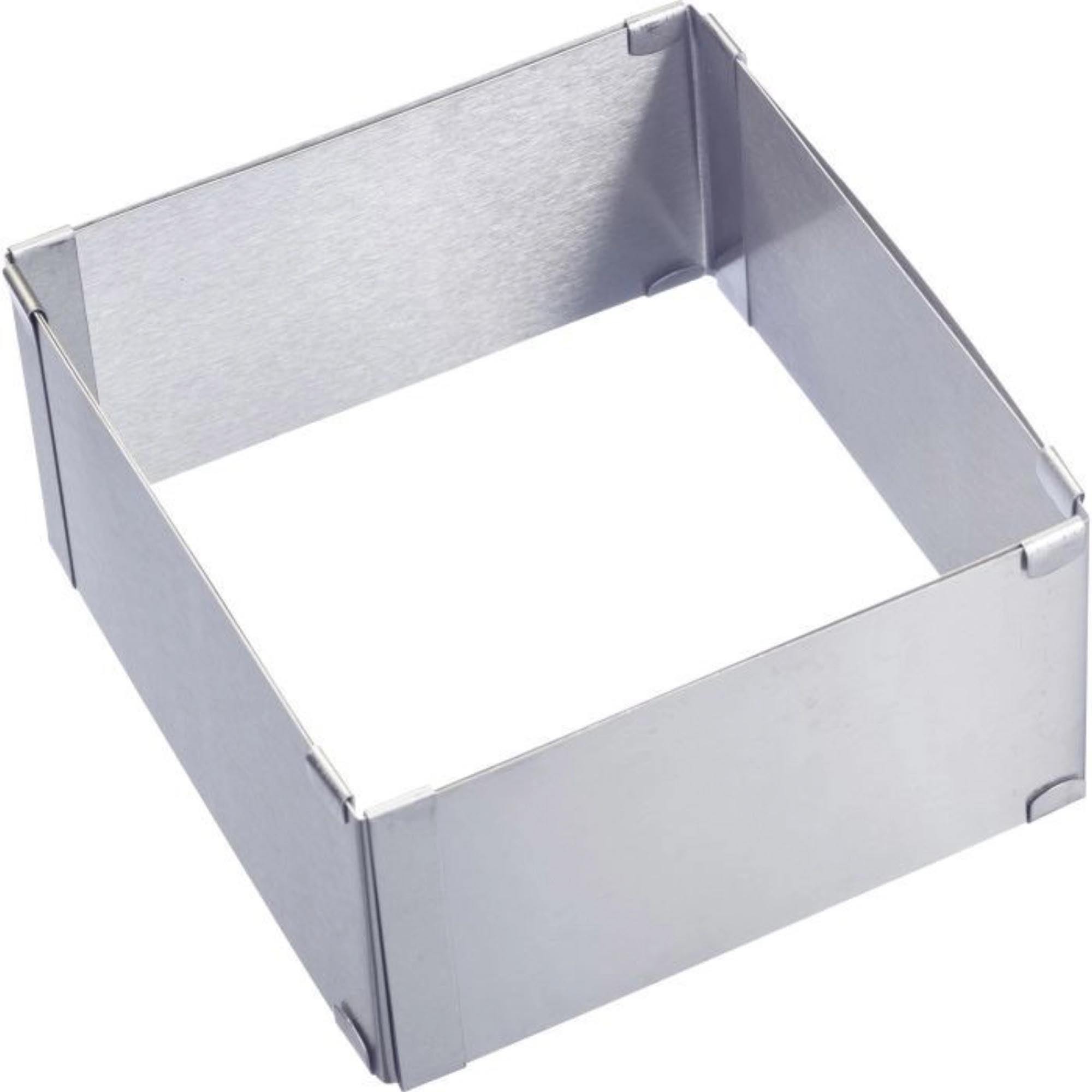 Quadratischer Backrahmen von Westmark, verstellbar, 15x15x8 cm, ideal für Kuchen und Torten, flexibel und vielseitig einsetzbar.