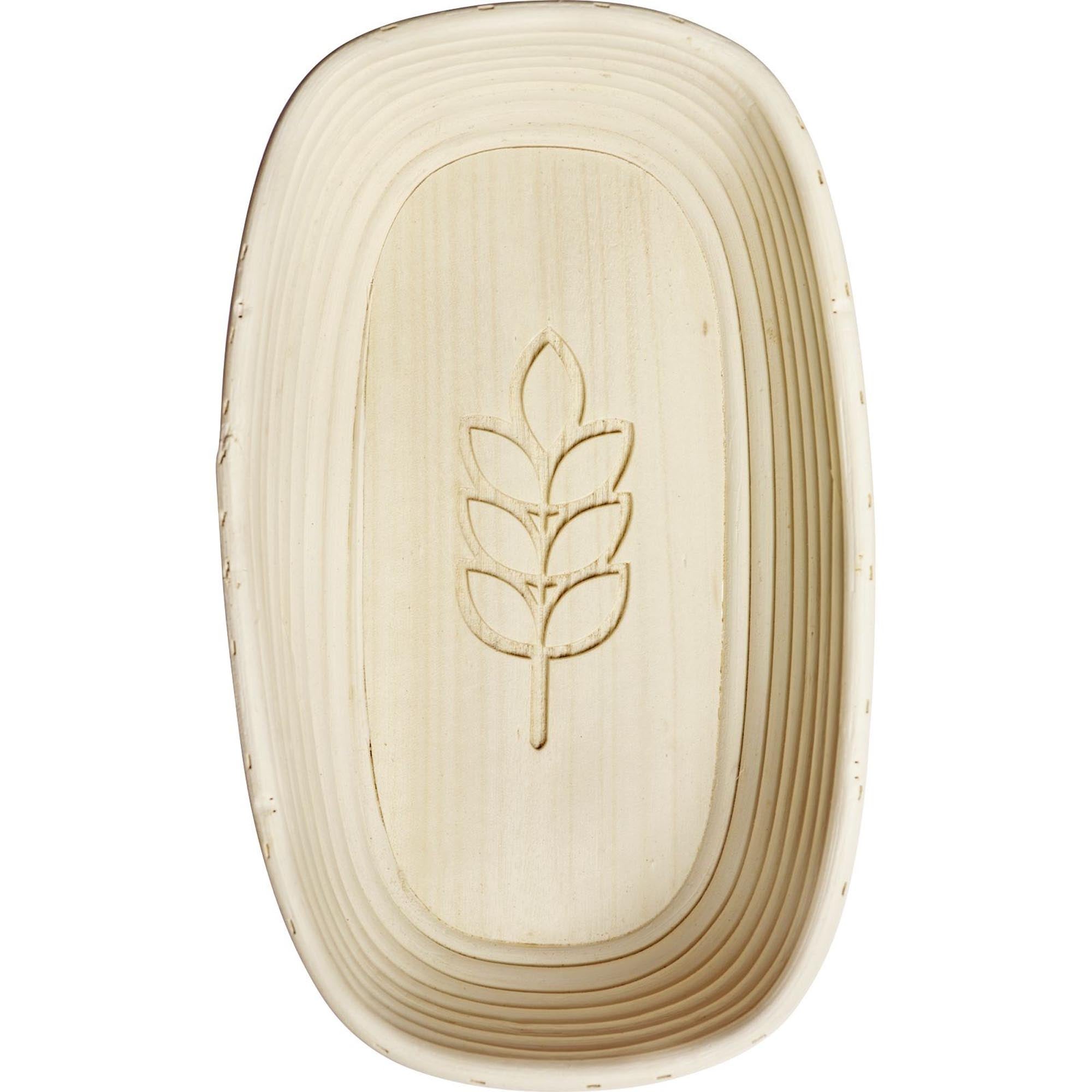 Ovales Gärkörbchen mit Stoffbezug und Ährenmotiv, ideal für Brotbacken, Masse: 34x20.5x8cm, von Westmark.