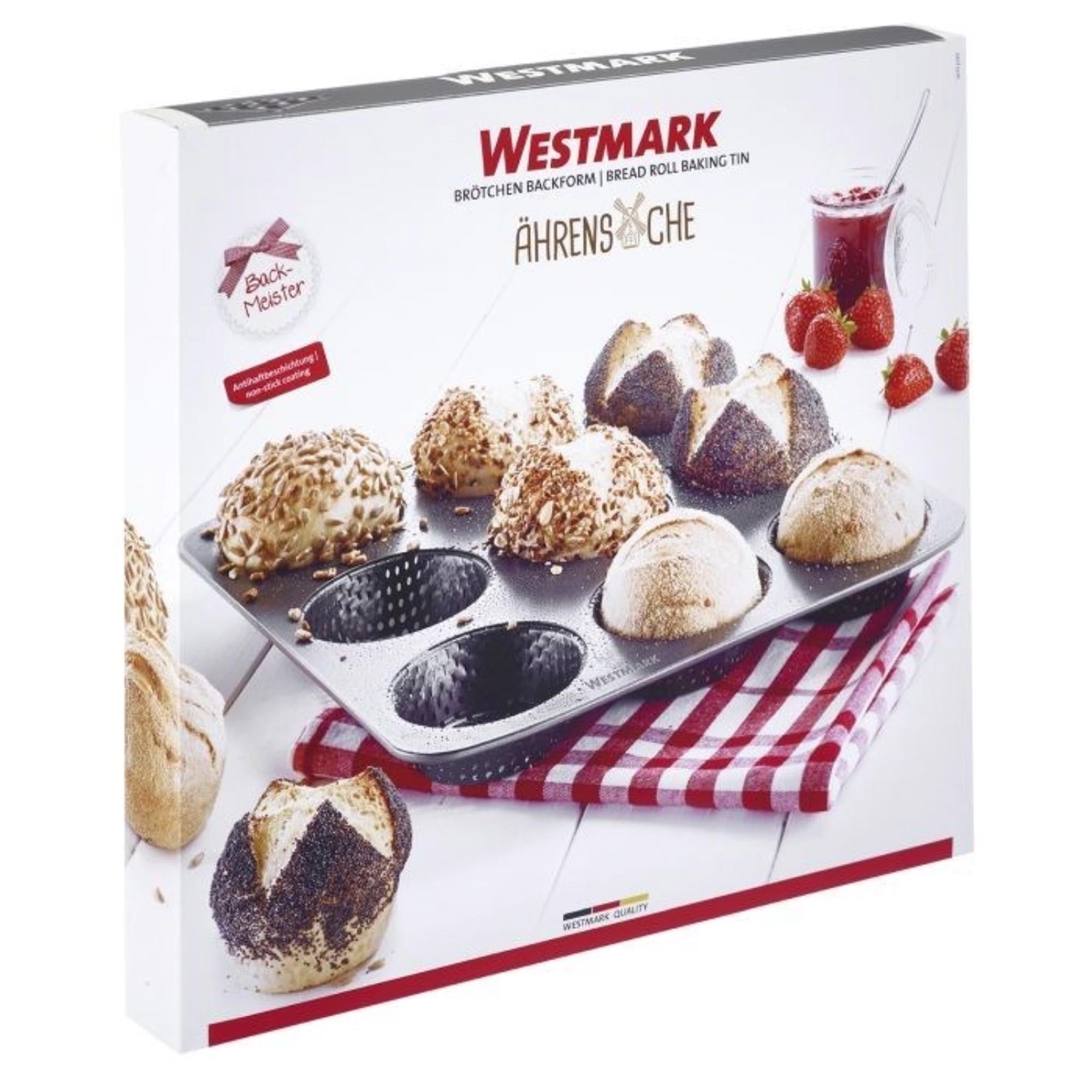 9er Brötchen Backform (32x30cm) von Westmark, antihaftbeschichtet, ideal für gleichmässiges Backen und mühelose Reinigung.