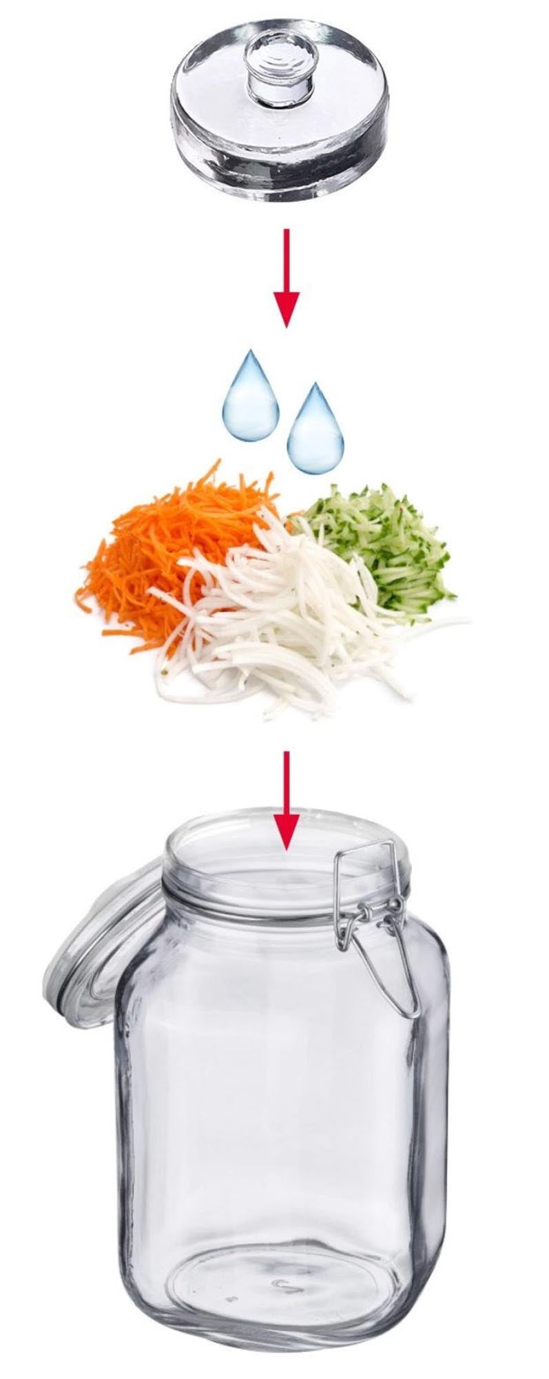 4er Set Fermentiergewichte von Westmark, 7 cm Durchmesser, perfekt zum Beschweren von Gemüse während des Fermentierens.