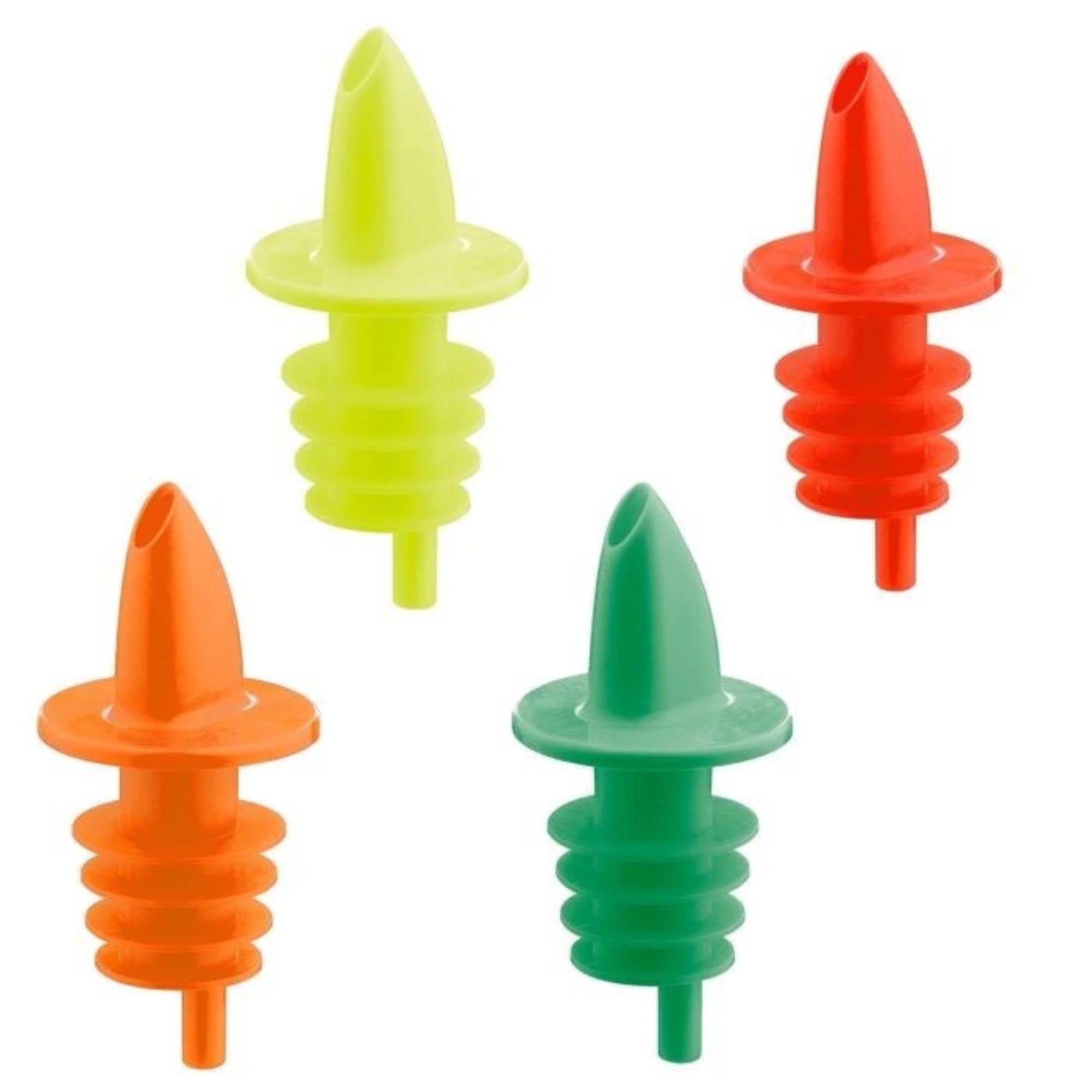 Set mit 12 farbigen Ausgiessern von Westmark, perfekt für präzises und sauberes Dosieren von Flüssigkeiten in der Küche oder Bar.