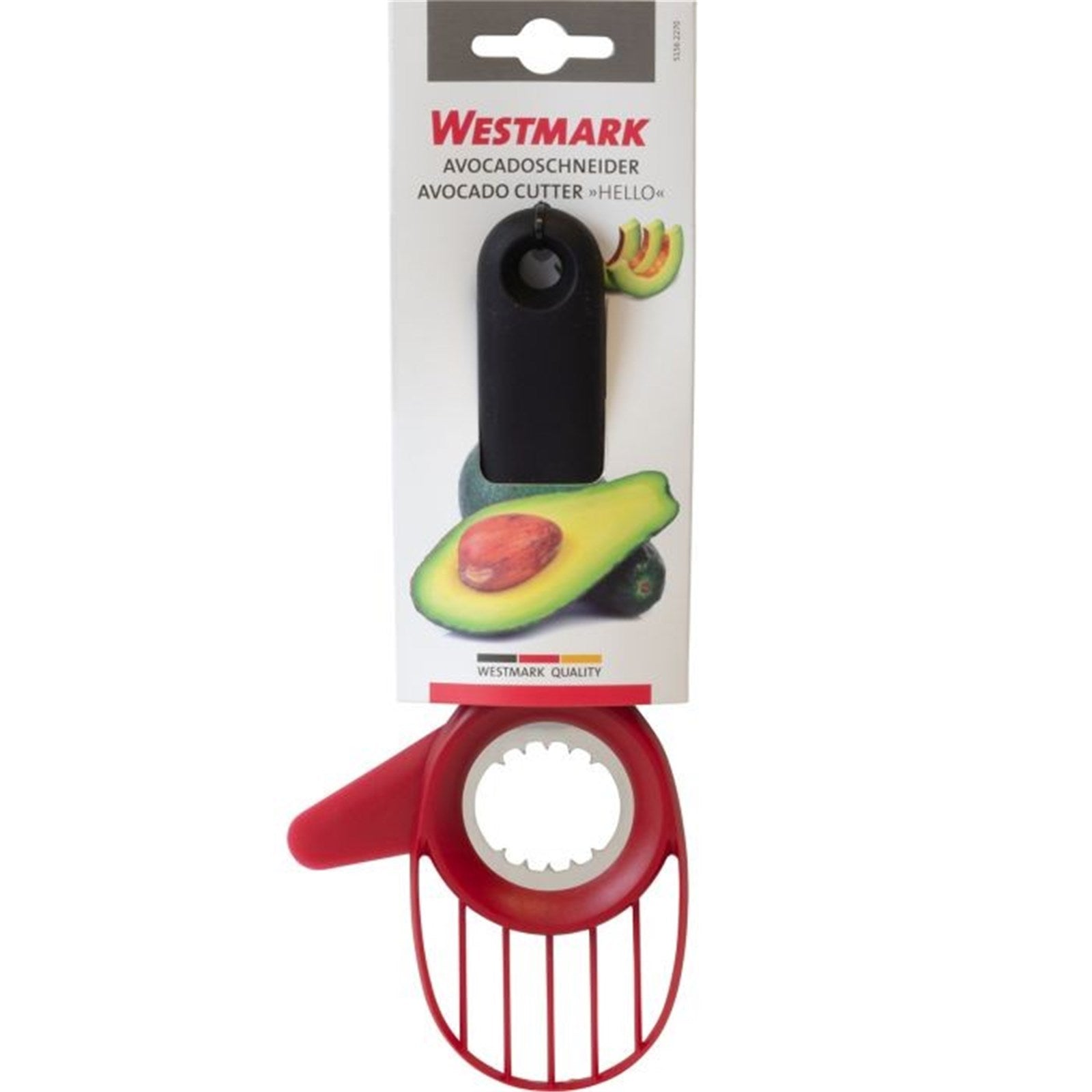 Der Avocadoschneider Hello von Westmark schneidet, entkernt und halbiert Avocados einfach und schnell – ideal für die Küche.